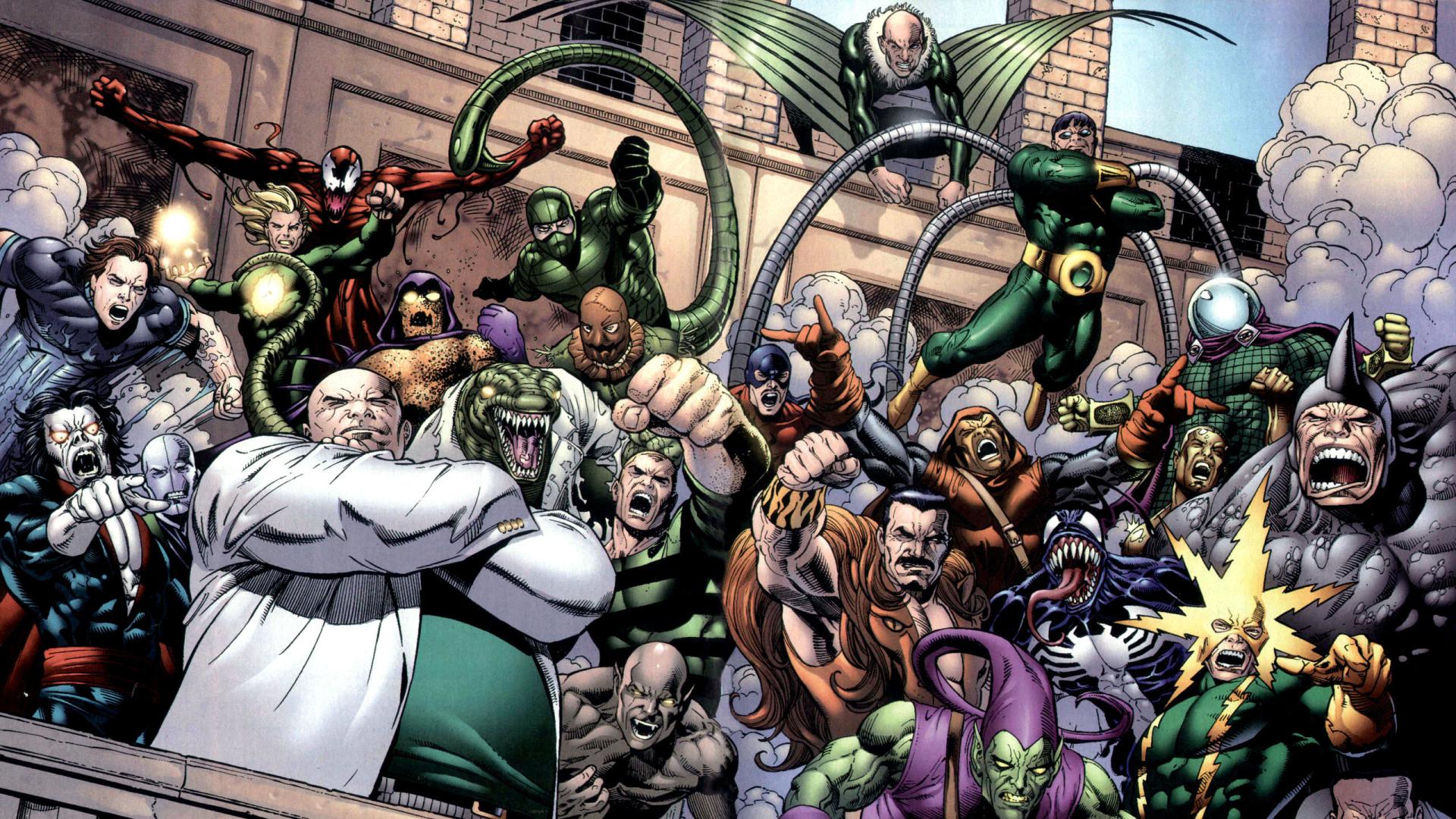 1920x1080 Spiderman And Batman Villains