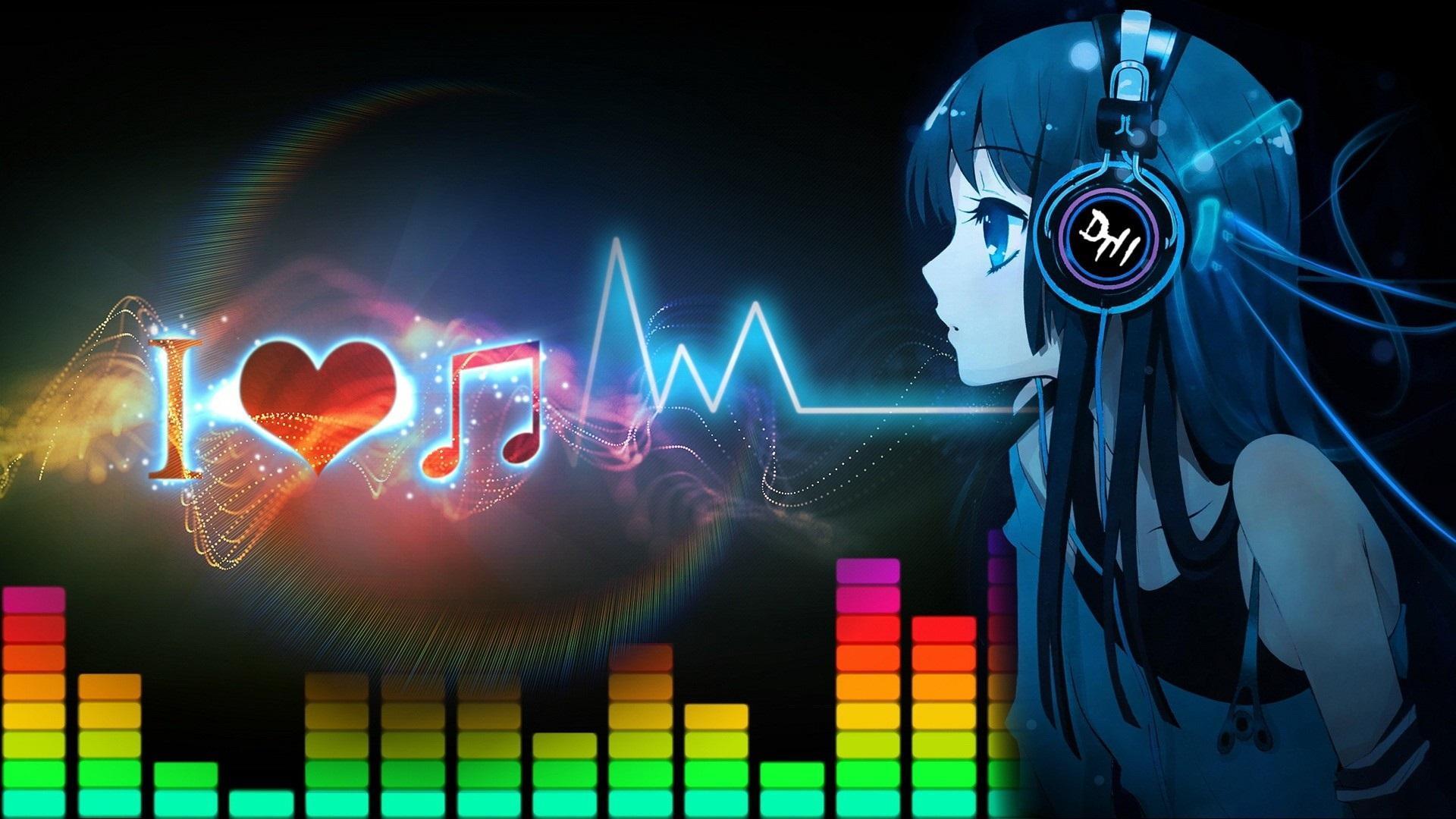 Download Girl listening to music Anime Young woman Music Headphones  Wallpaper in 1024x1024 Resolution