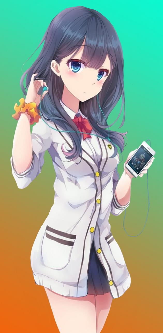630x1280 Anime girl music wallpaper