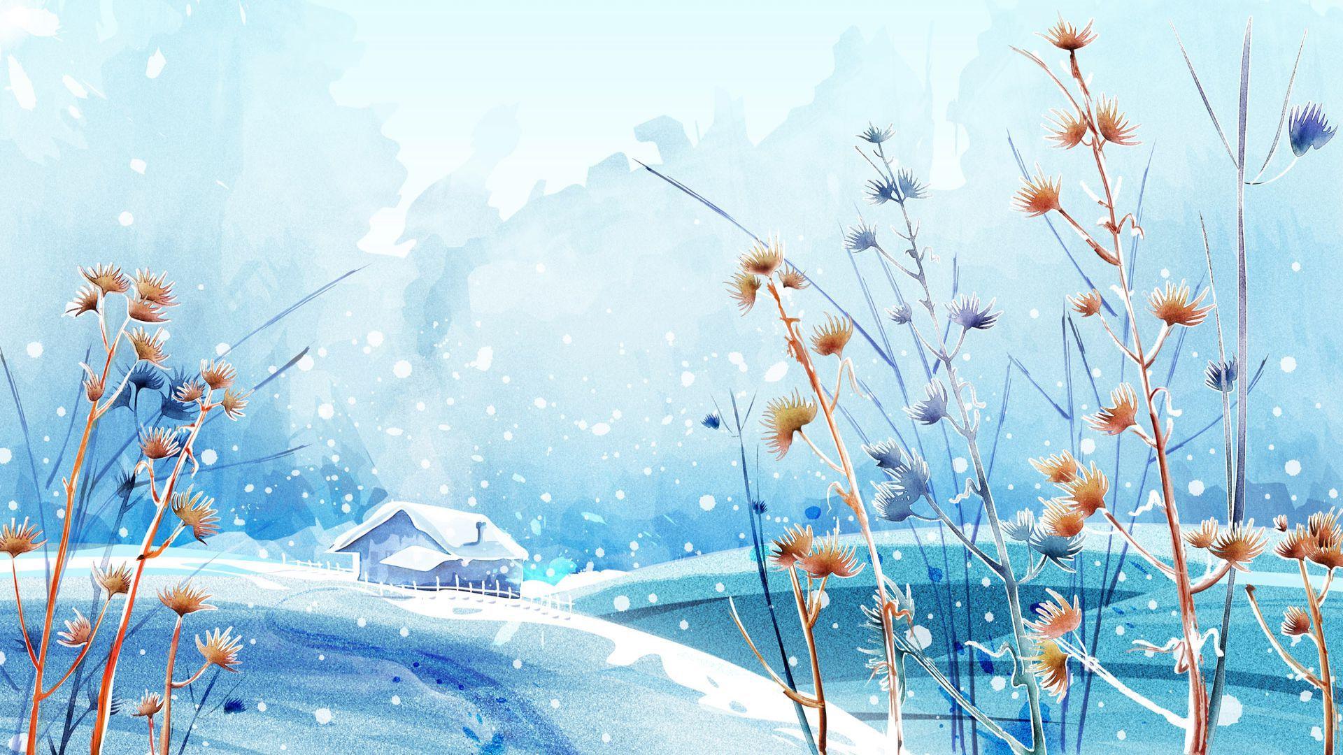 1920x1080 Beautiful Anime Snow Background