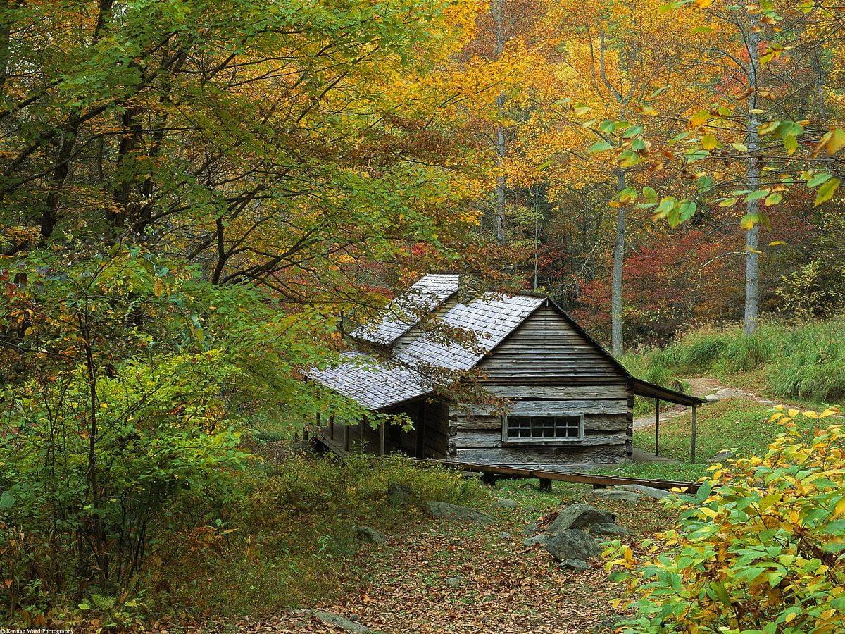 1200x900 Autumn Landscape, Nature, Log Cabin wallpaper. FREE Download pics
