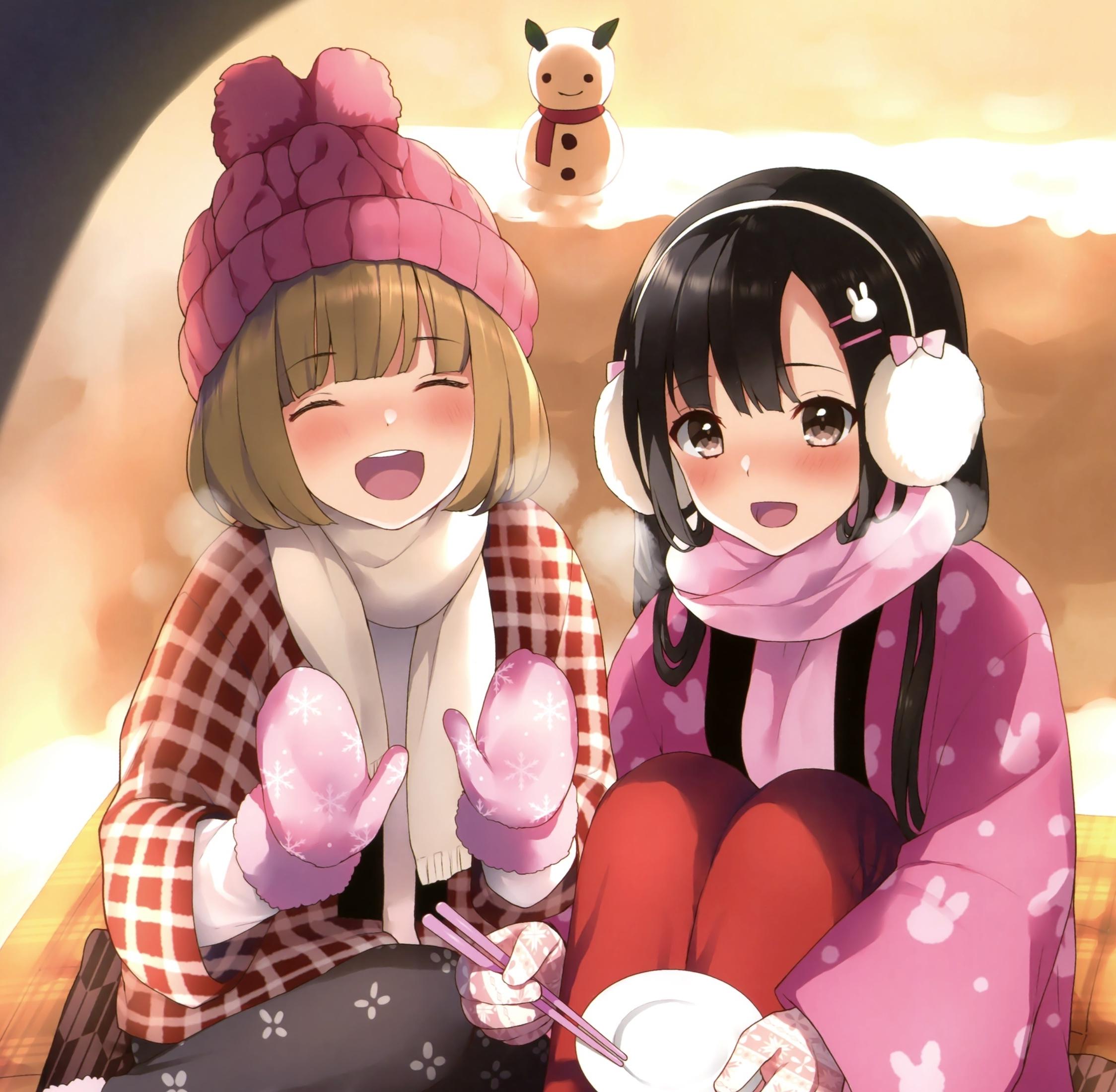 2248x2200 Download 2248x2248 wallpaper winter, cute anime girls, friends, ipad air, ipad air ipad ipad ipad mini ipad mini 2248x2248 HD image, background, 3866