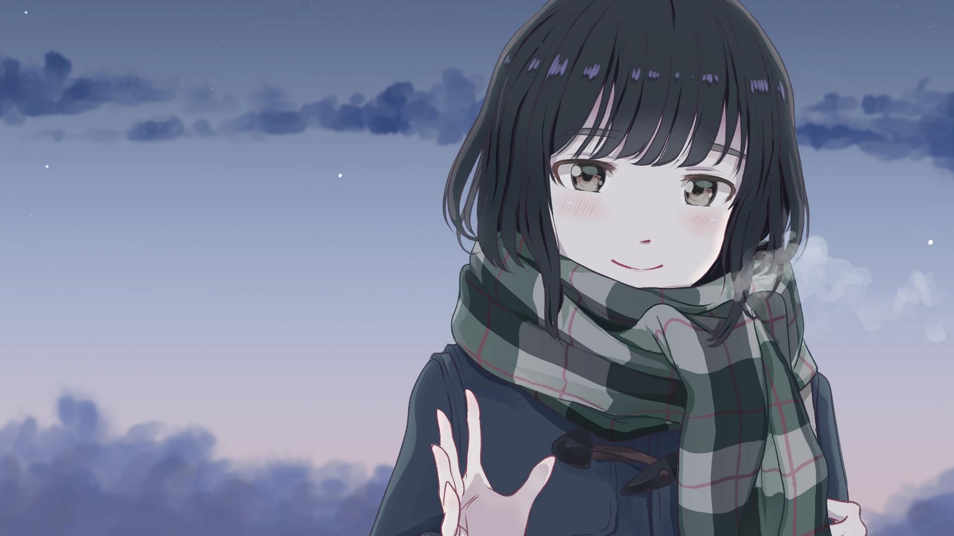 1920x1080 Desktop Wallpaper Cute, Original, Anime Girl, Winter, Scarf, HD Image, Picture, Background, 526753