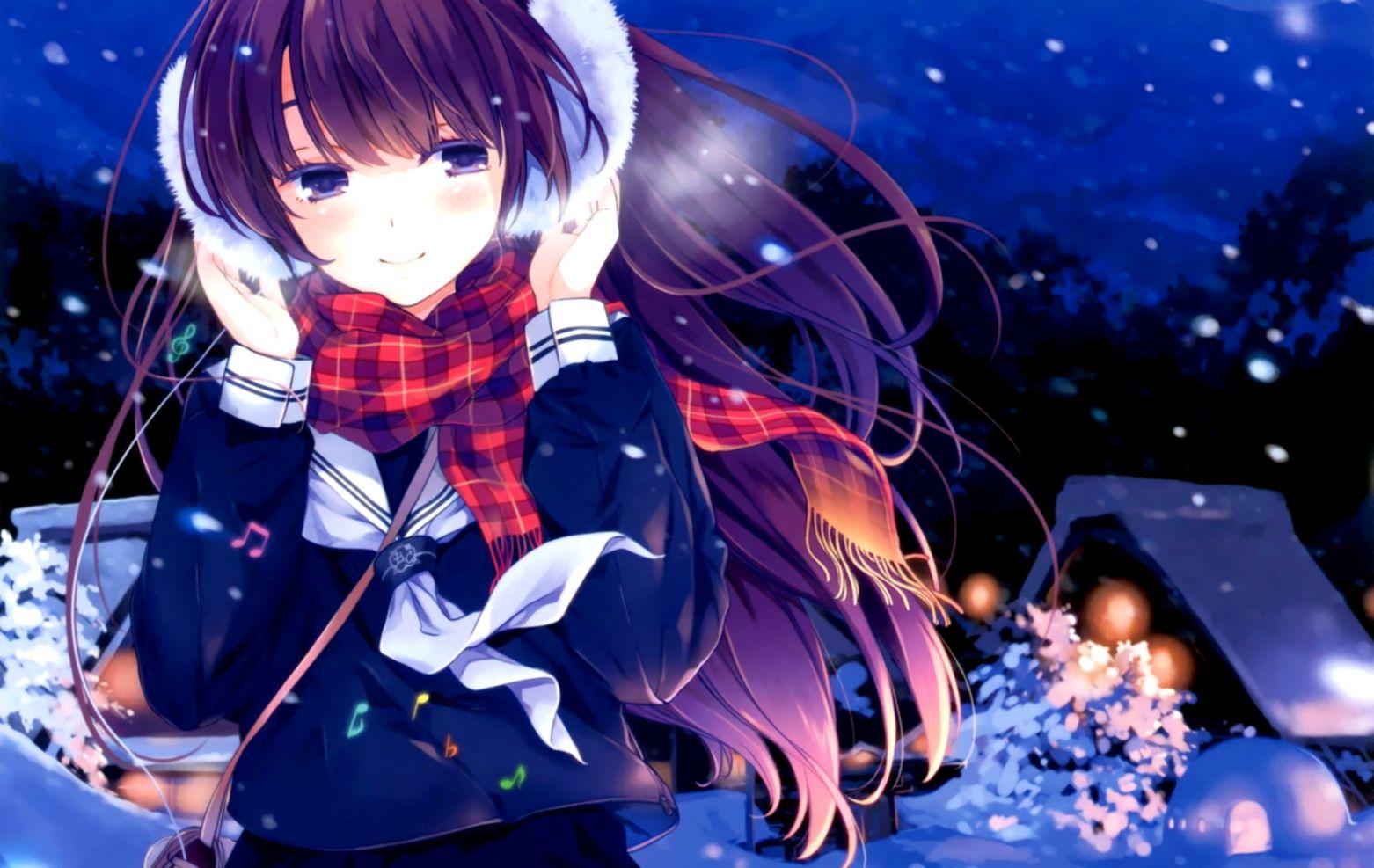 1562x987 Winter Themed Anime Girl