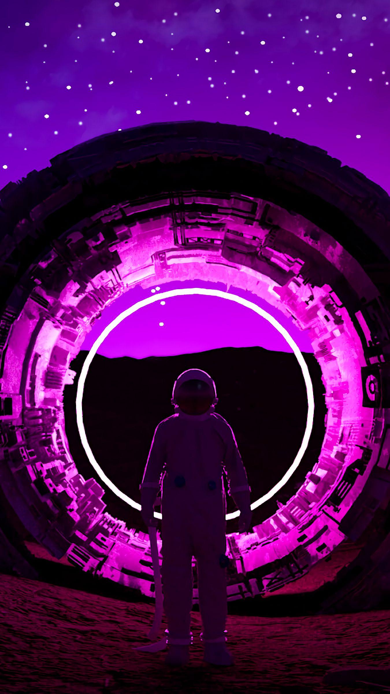 1350x2400 Download wallpaper 1350x2400 astronaut, ring, neon, glow, dark iphone 8+/7+/6s+/for parallax HD background