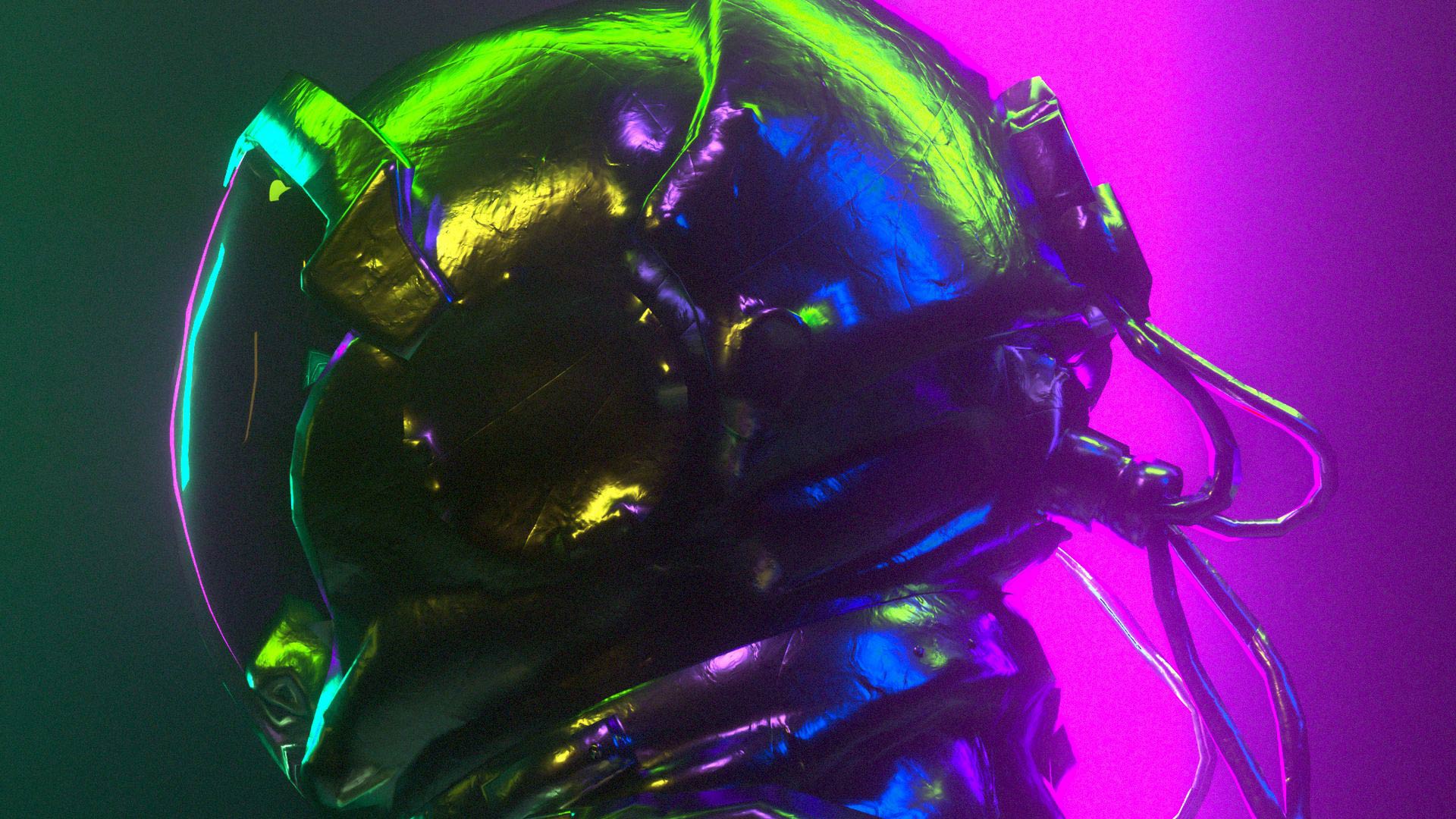 1920x1080 Wallpaper Neon Light, Astronaut, Spacesuit, Helmet