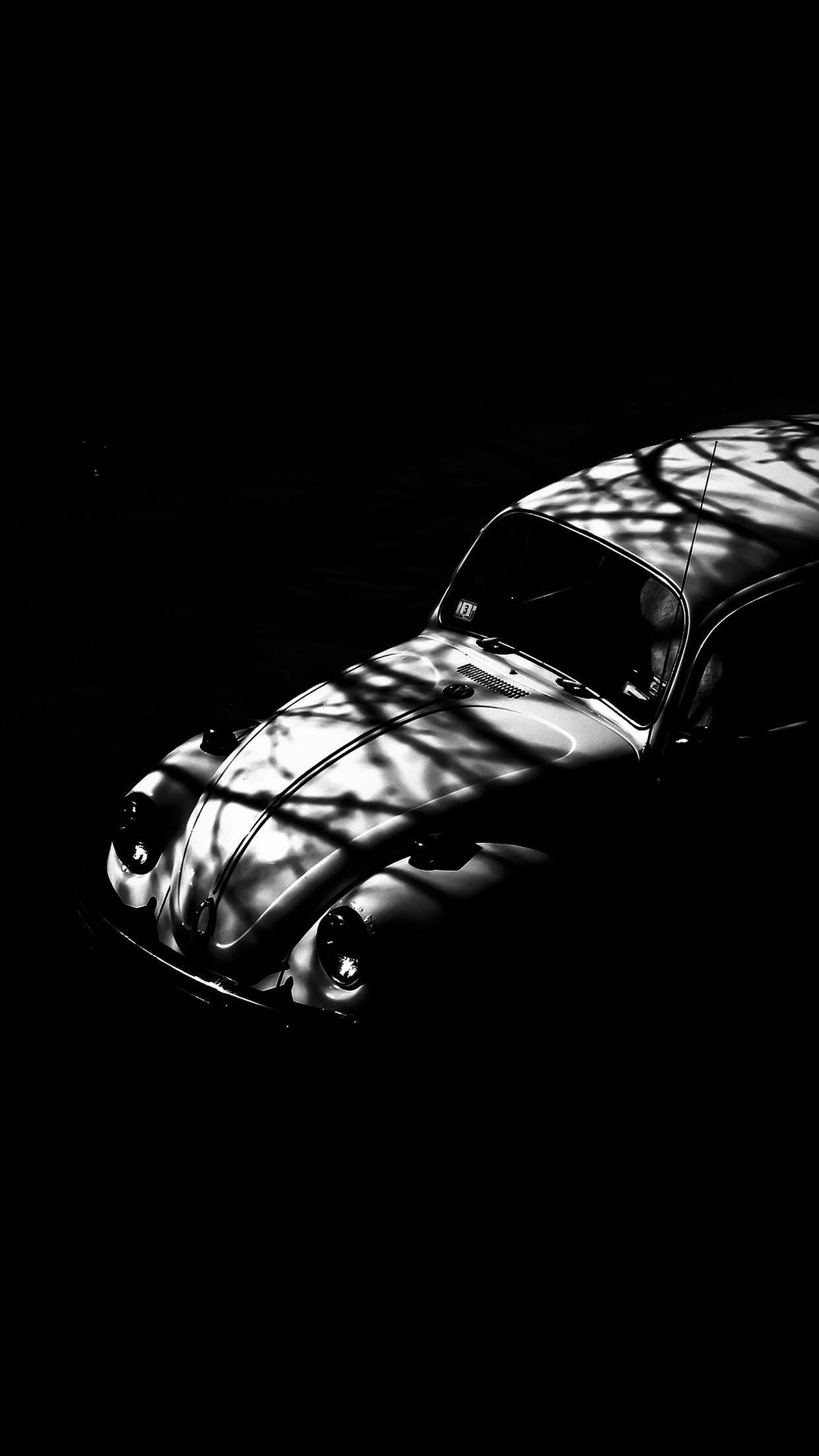 1242x2208 Old Volkswagen Beetle Shadows Black Android Wallpaper free download