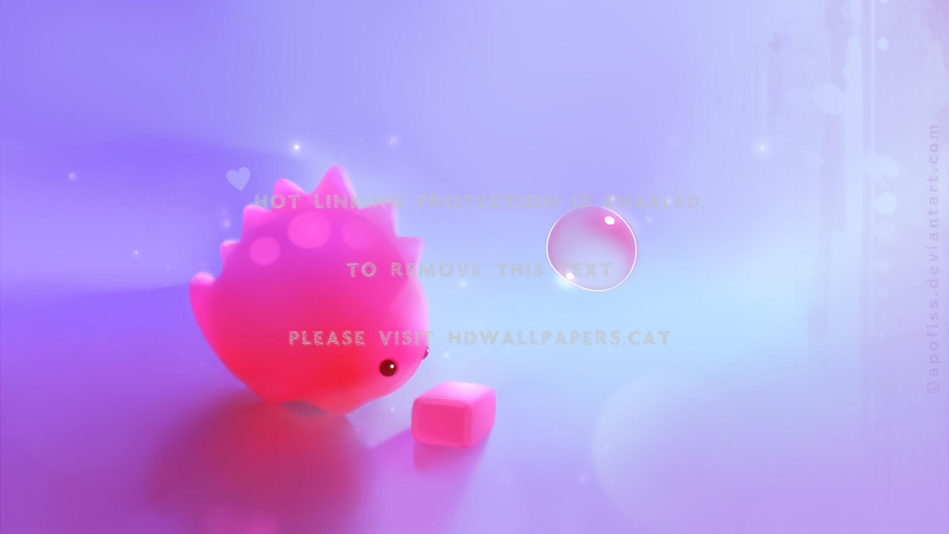 1920x1080 pink dino 3D cube sweet beautiful cute and