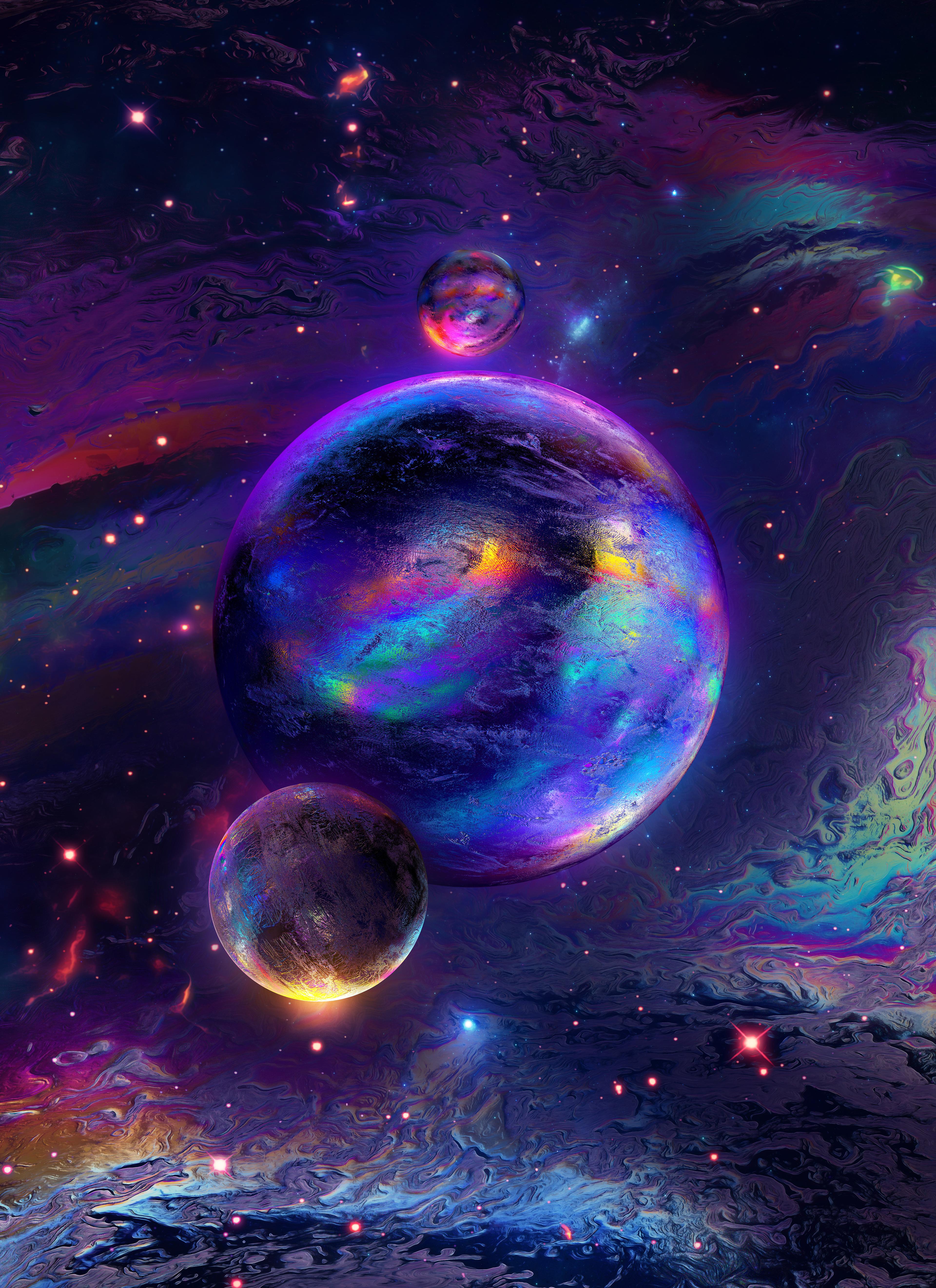 3840x5286 Spheres Wallpaper 4K, Cosmos, Nebula, Colorful, Glowing, Rainbow, Space