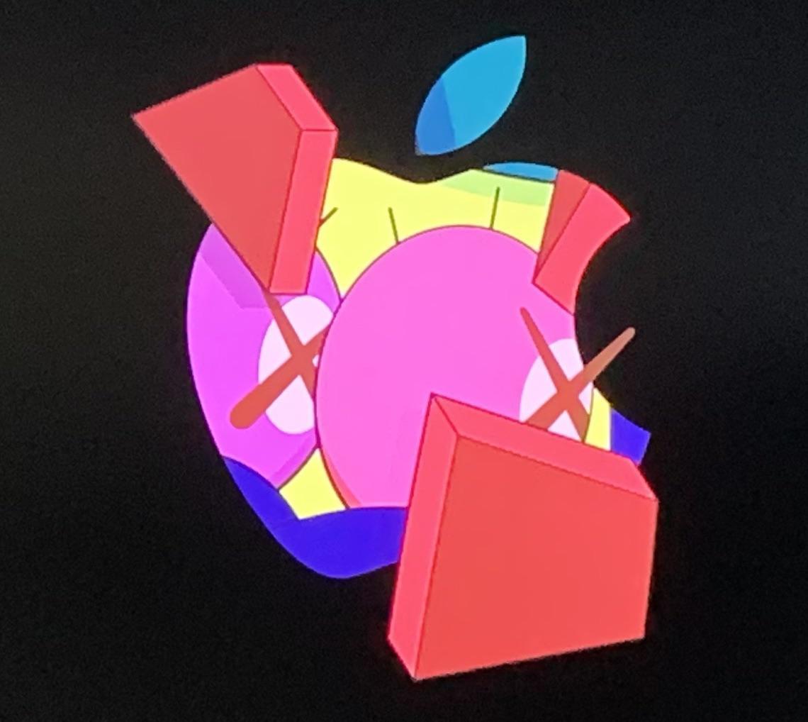 1140x1018 Anyone else notice this at the beginning of the Apple event in Brooklyn today?: kaws