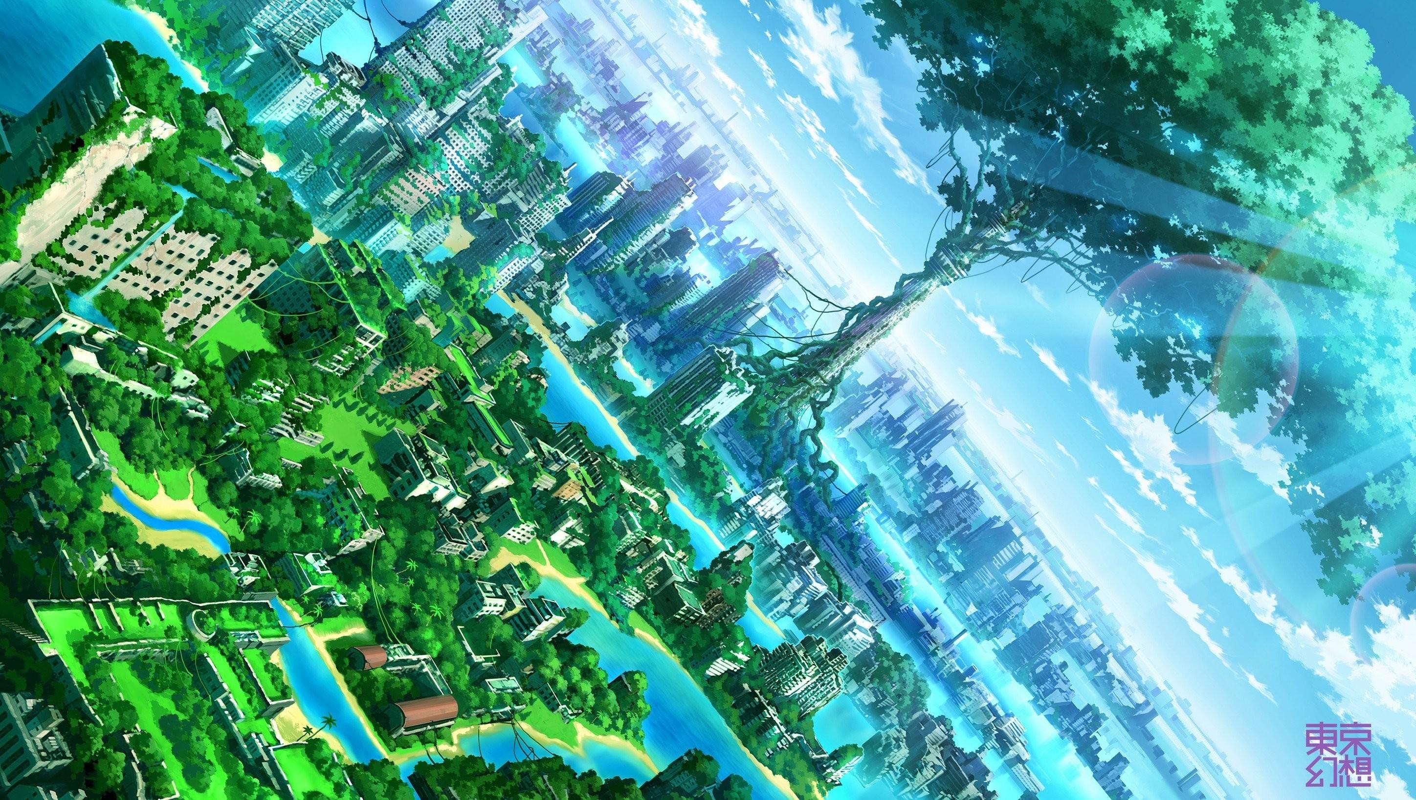 2896x1636 Anime Artwork Fantasy Art Cities Nature