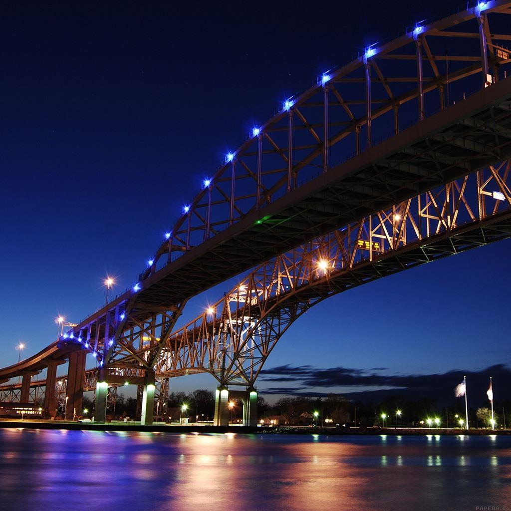 1024x1024 Bridge To USA America River Nature City iPad Wallpaper Free Download