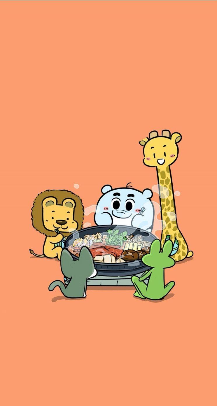 744x1392 Cute Cartoon Animal Wallpaper