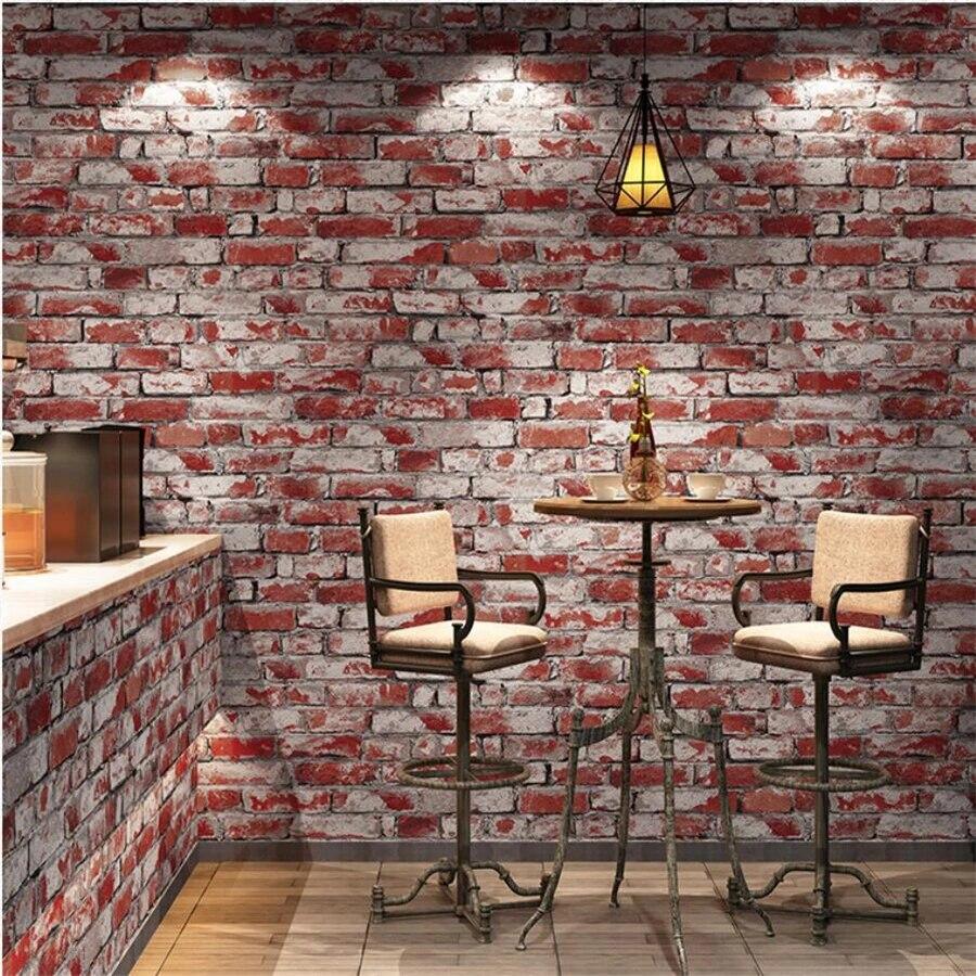 900x900 papel de pared New wallpaper retro red brick blue brick paper antique brick wallpaper 3D clothing store restaurant bar wallpaper. Wallpaper