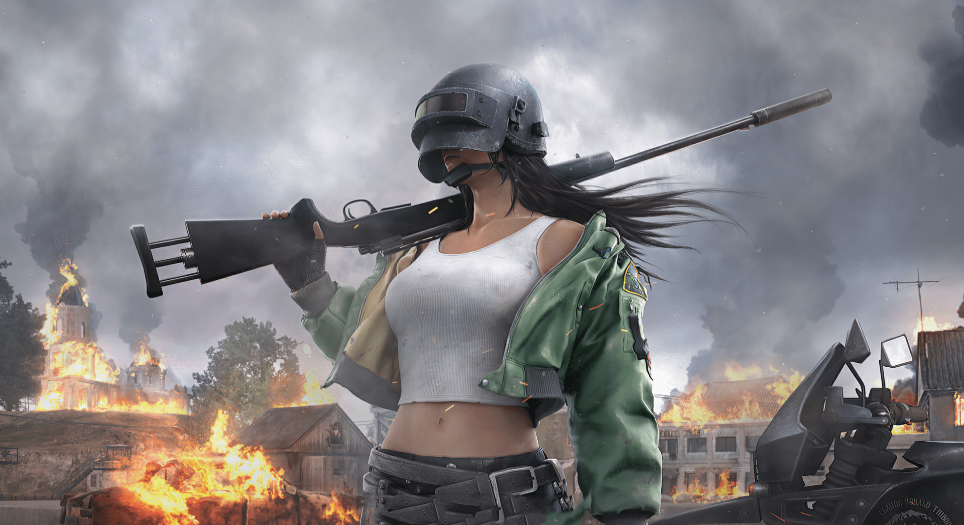 1920x1045 Helmet Girl PUBG 4K live wallpaper [DOWNLOAD FREE]