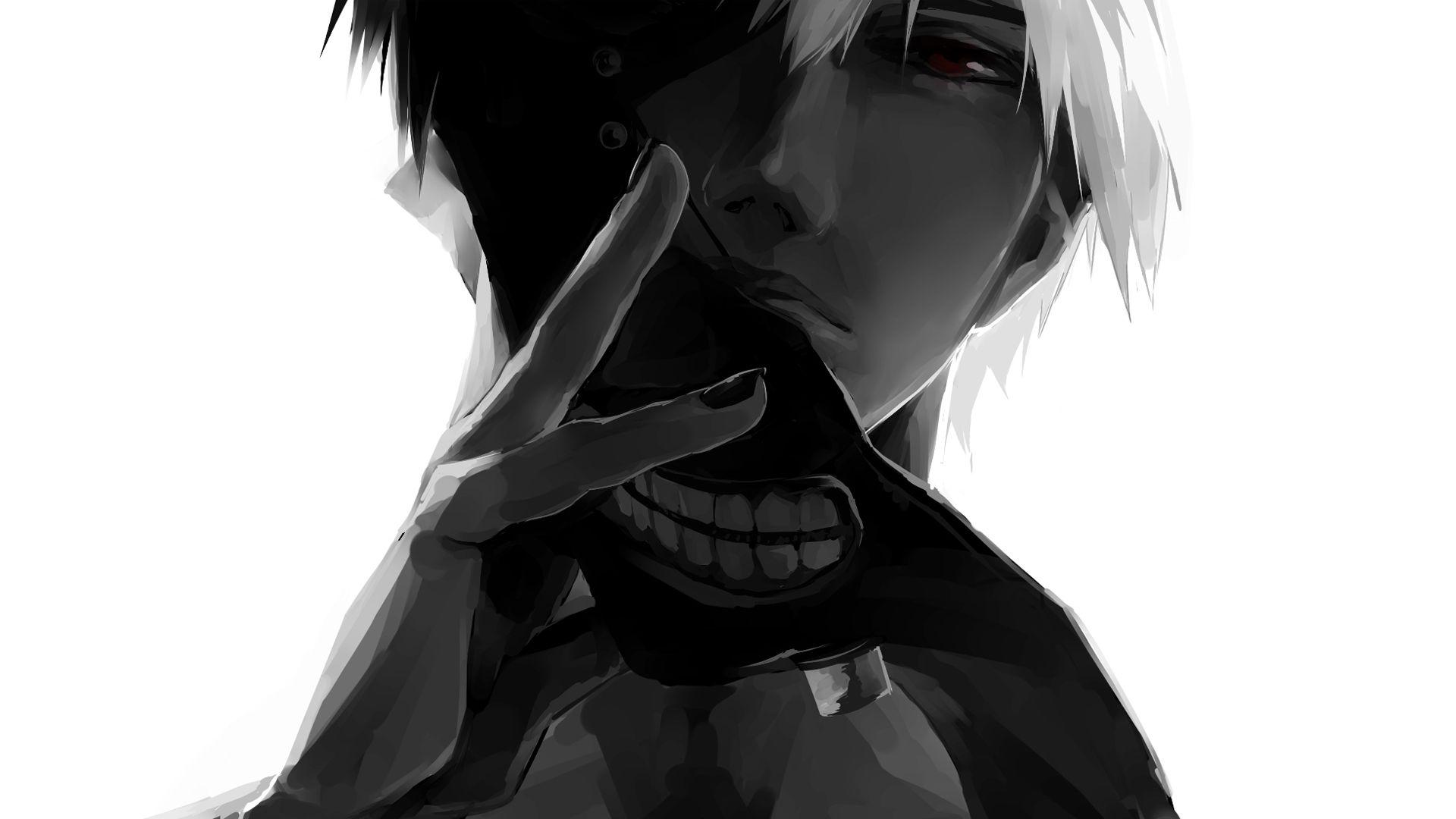 Download wallpaper 1920x1080 ken kaneki, angry, anime boy, full hd