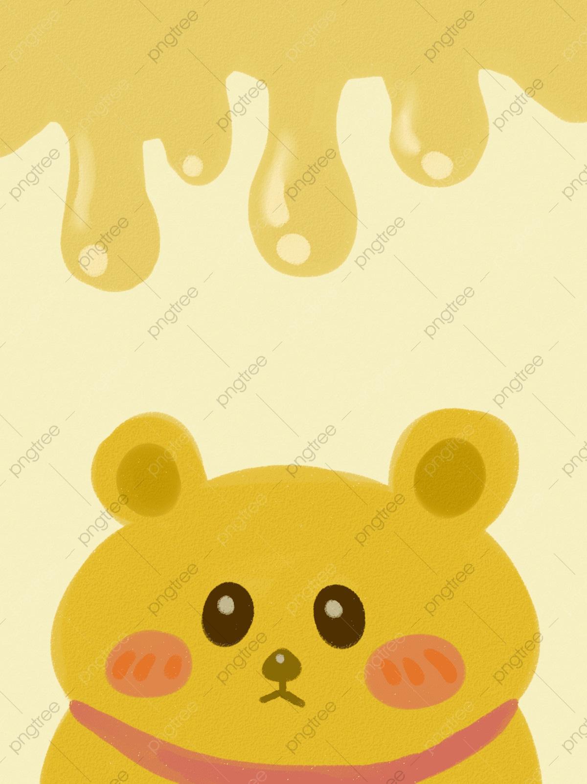1200x1604 Love Honey Bear Cute Pale Yellow Background Wallpaper, Honey, Bee, Cartoon Hand Drawn Background Image for Free Download