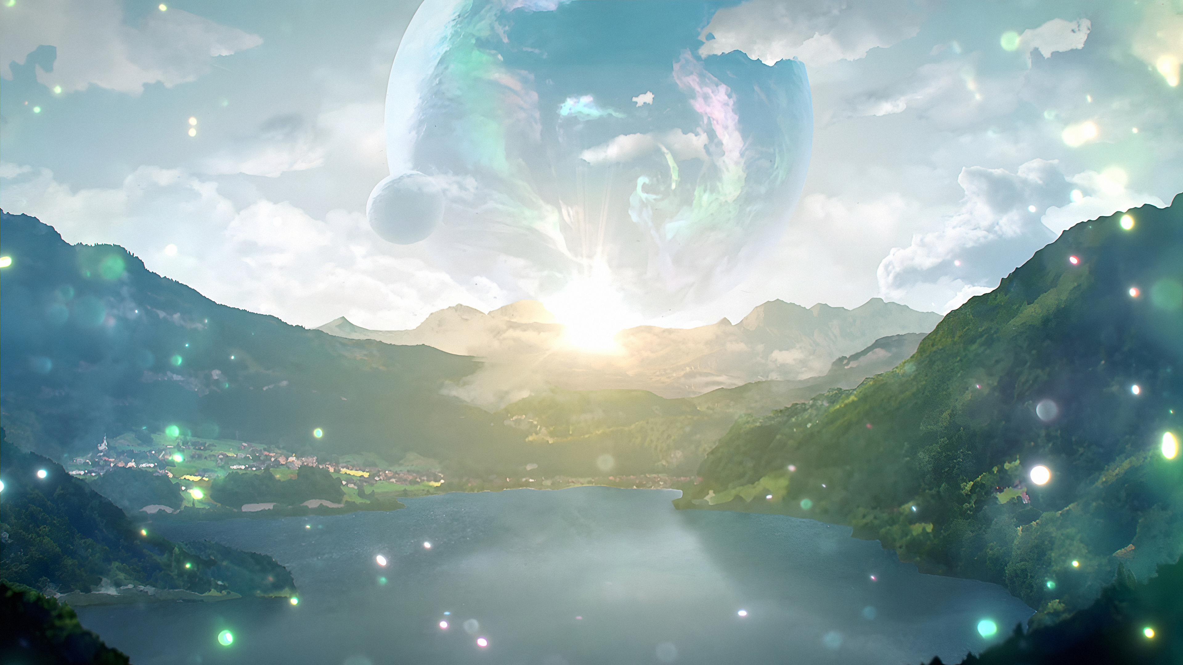 3840x2160 Wallpaper Tales Of Arise, Jrpg Games, Sunset, Planet, Lake, Game Landscape:3840x2160