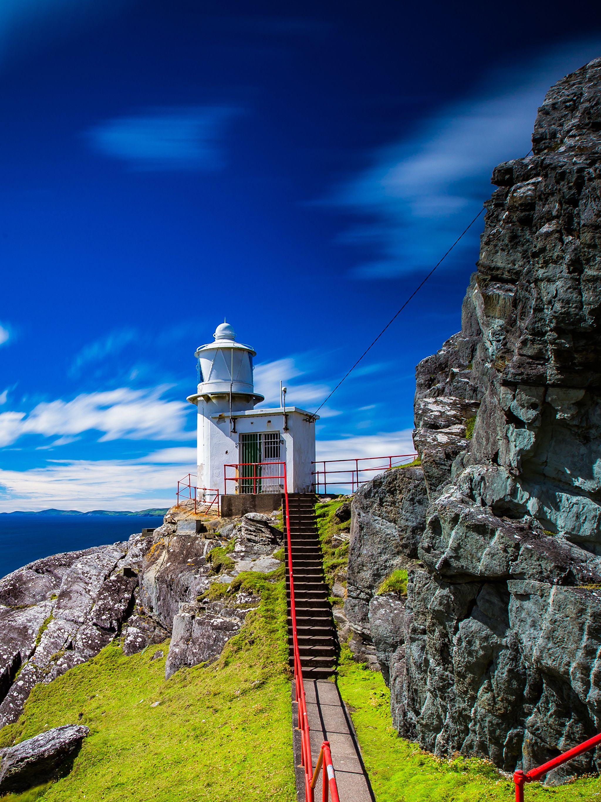 2048x2732 Image Ireland Tooreen Cork Sea Nature stairway Lighthouses 2048x2732