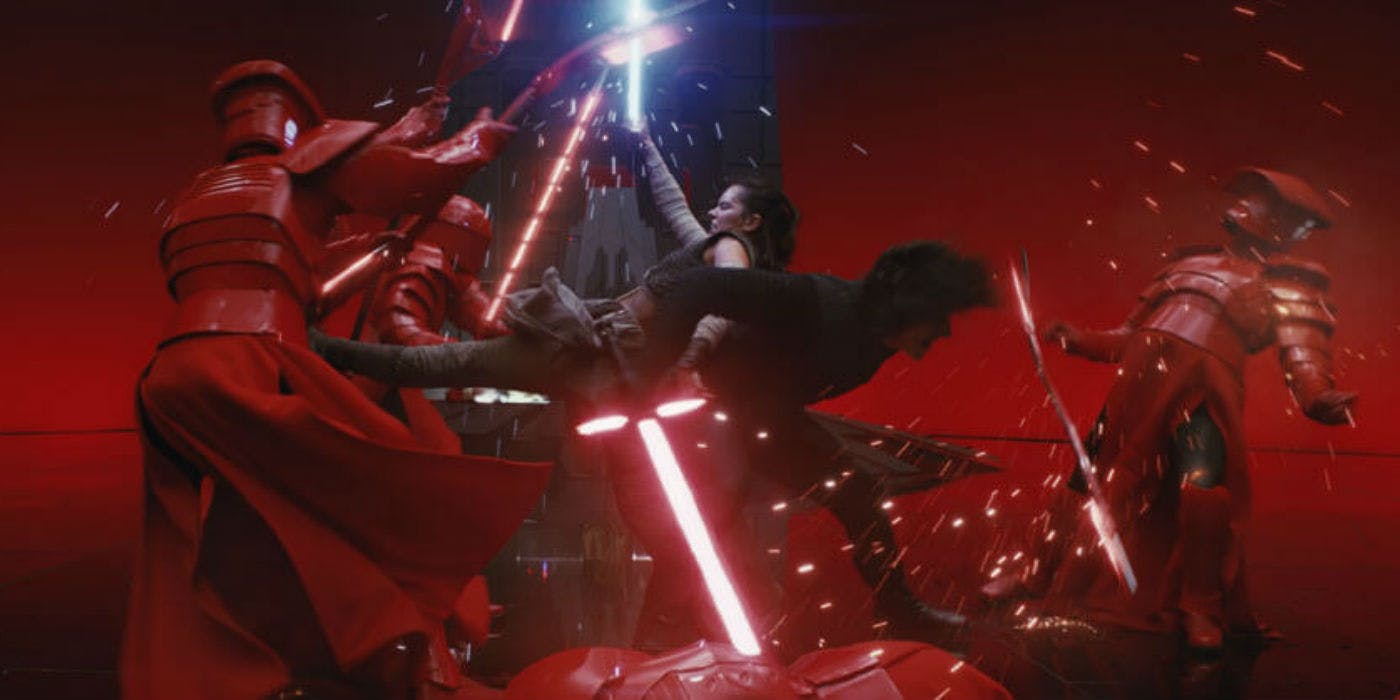 1400x700 Star Wars The Last Jedi Rey And Kylo Snoke Throne Room Battle Photo Disney Lucasfilm OF THE SCREEN