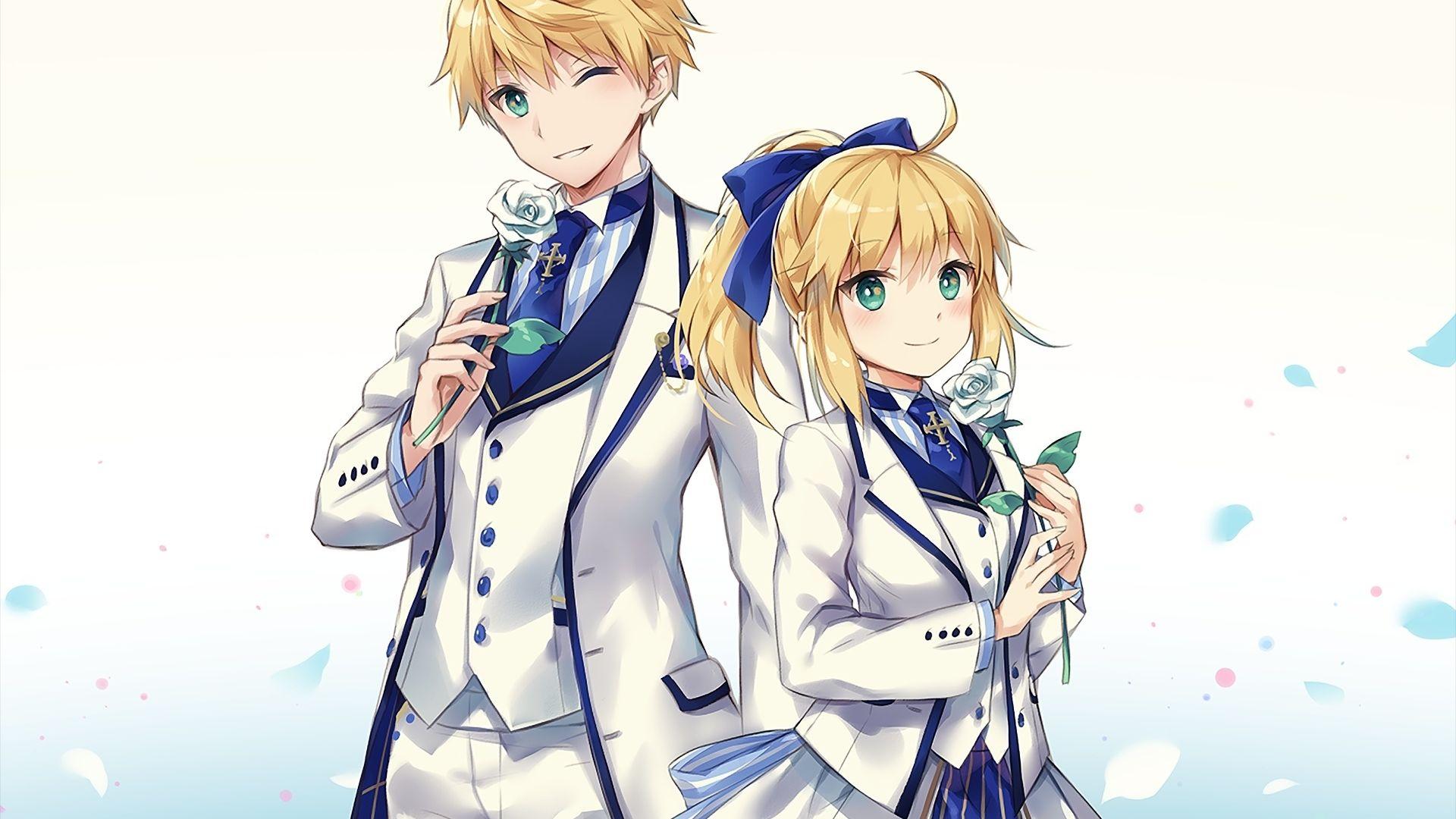 1920x1080 Desktop Wallpaper Fate Grand Order, Anime Girl And Boy, Saber, Suit, HD Image, Picture, Background, Dd19bd