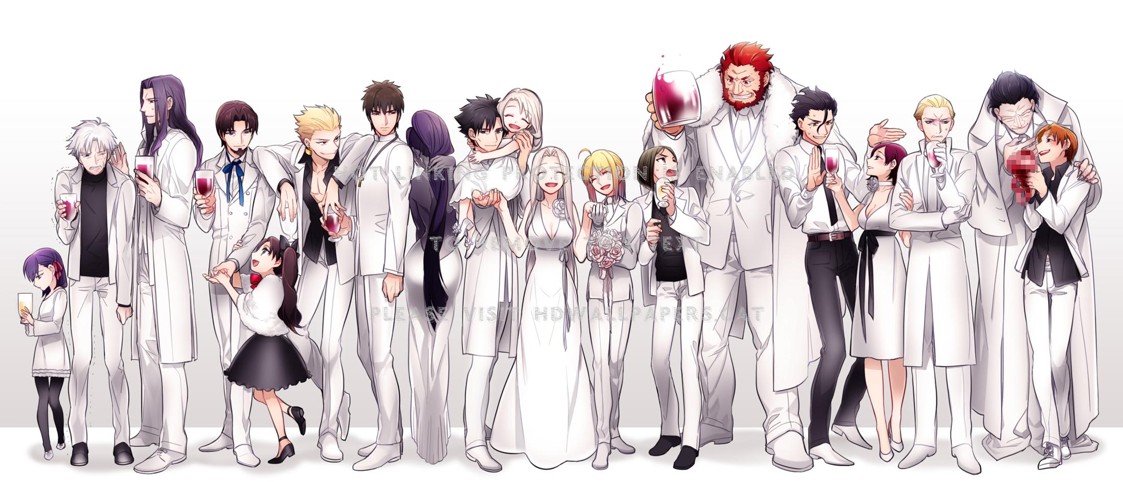 2200x945 anime red saber fatezero white assasin suit