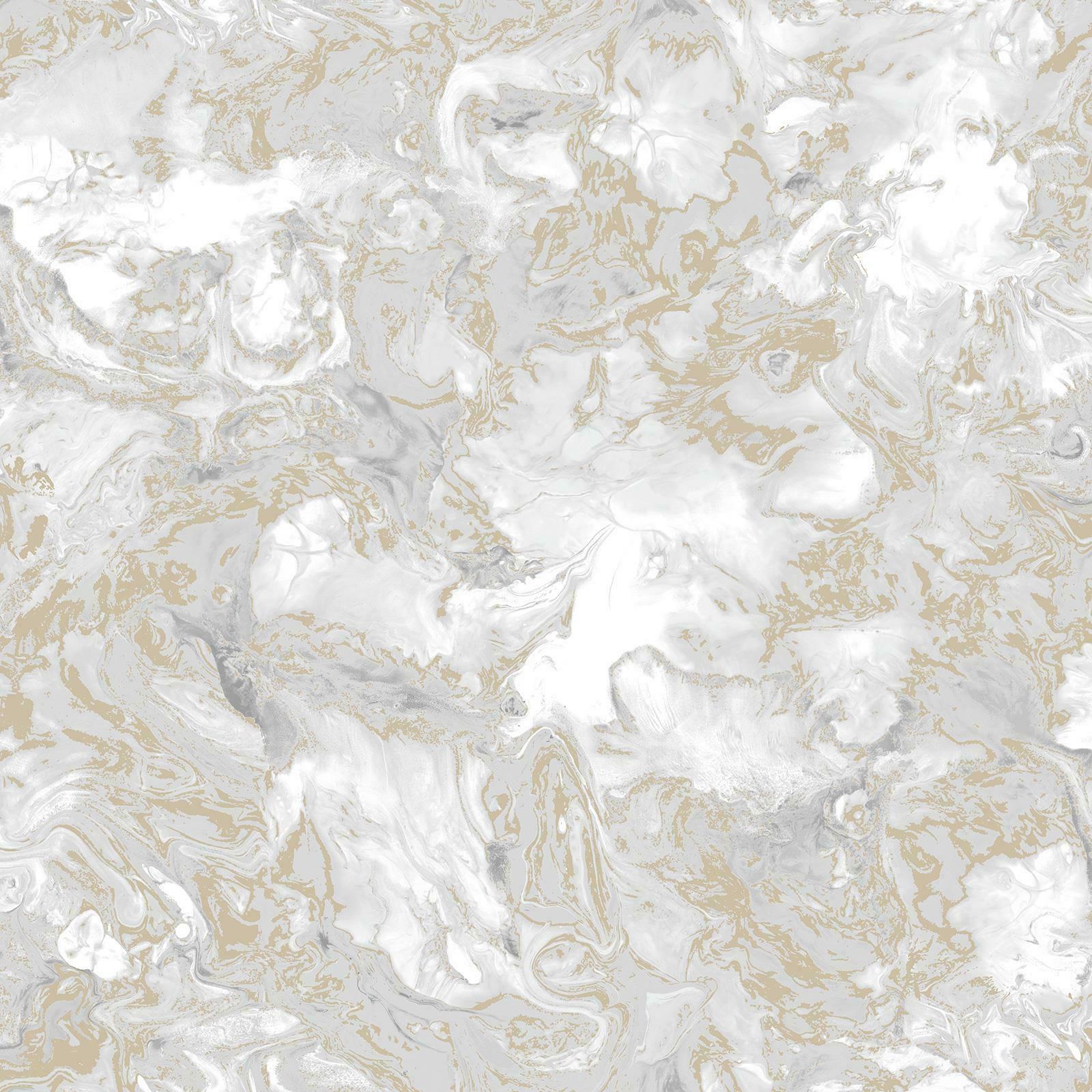 1600x1600 Elixir Metallic Marble Swirls Abstract Art Grey & Gold 166506 Muriva Wallpaper online