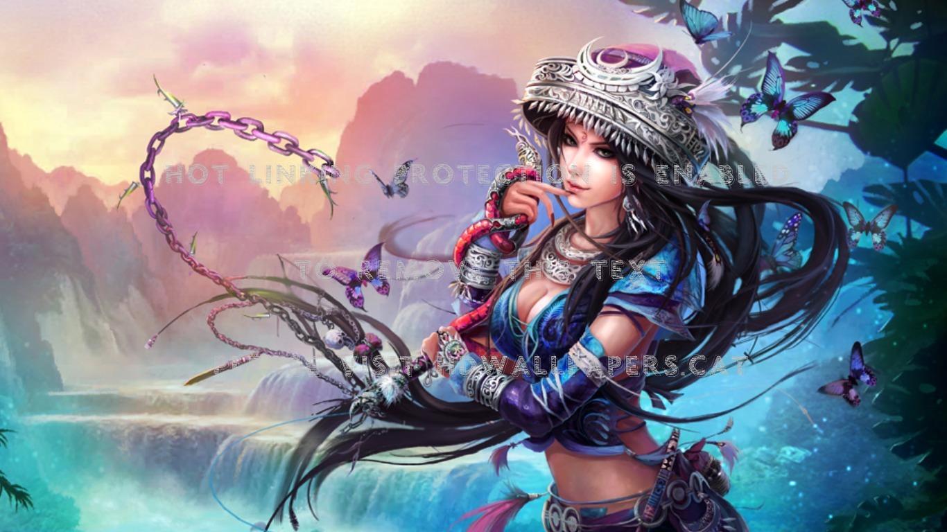 1366x768 break free ! chains girl fantasy lovely