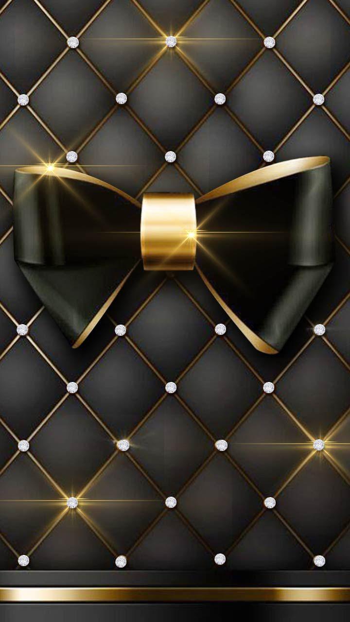 720x1280 Luxury black gold. Diamond wall with black cushion classy. Bow wallpaper, Diamond wallpaper, Diamond wall