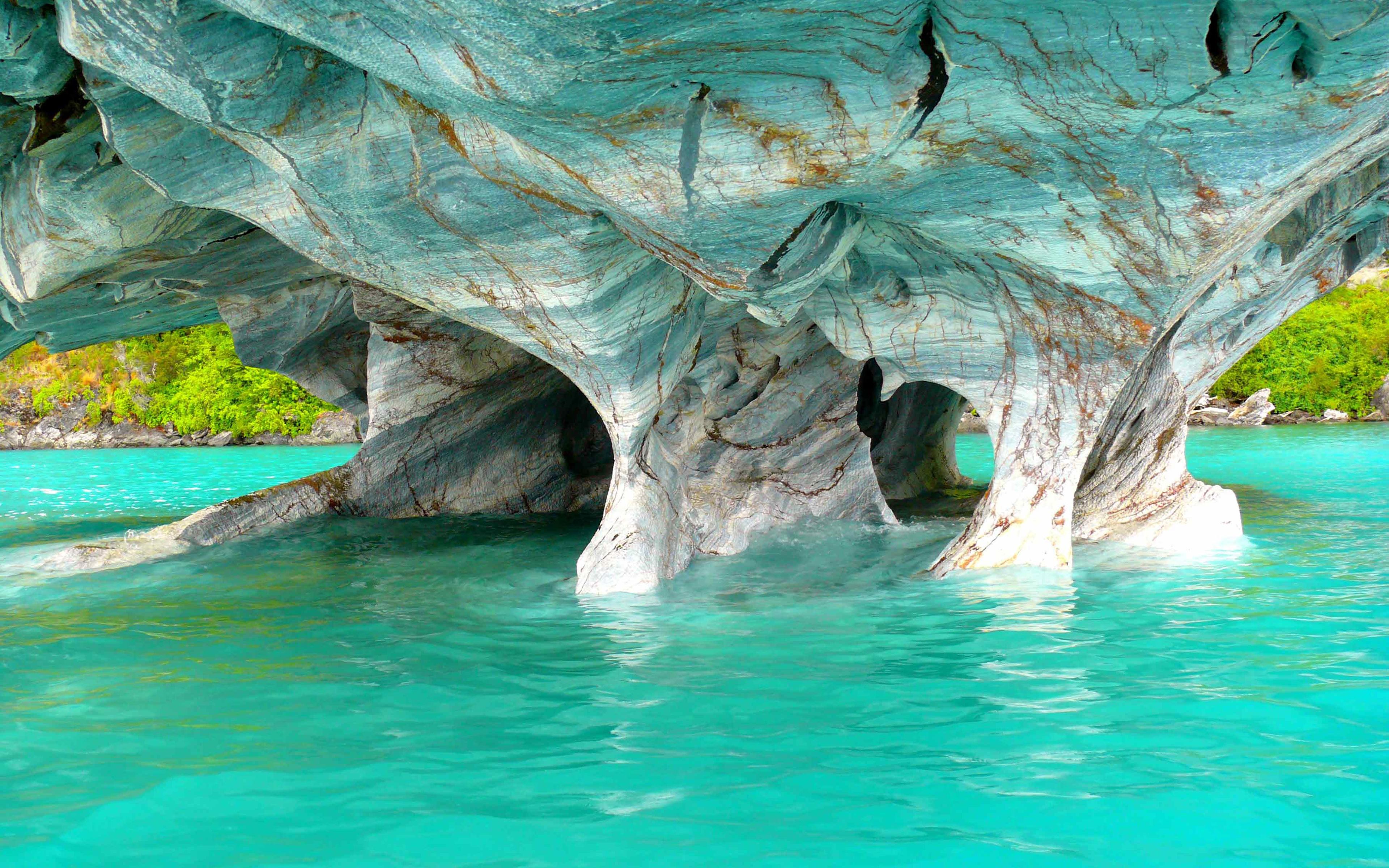 3840x2400 Download wallpaper Marble caves, 4k, ocean, blue water, cliffs, South America, Chile for desktop with resolution 3840x2400. High Quality HD picture wallpaper