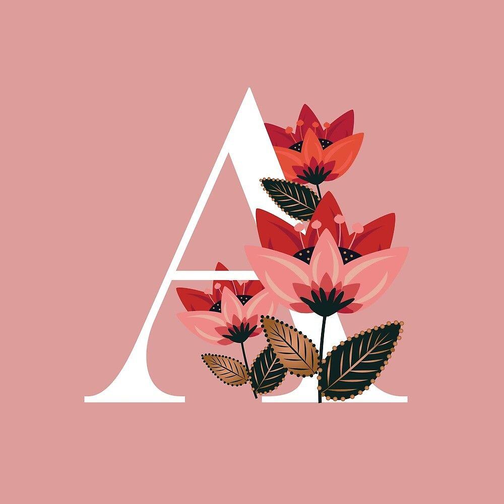 1000x1000 Venice Floral Monogram A by werlangpaper. Redbubble. Alphabet wallpaper, Floral monogram, Alphabet design
