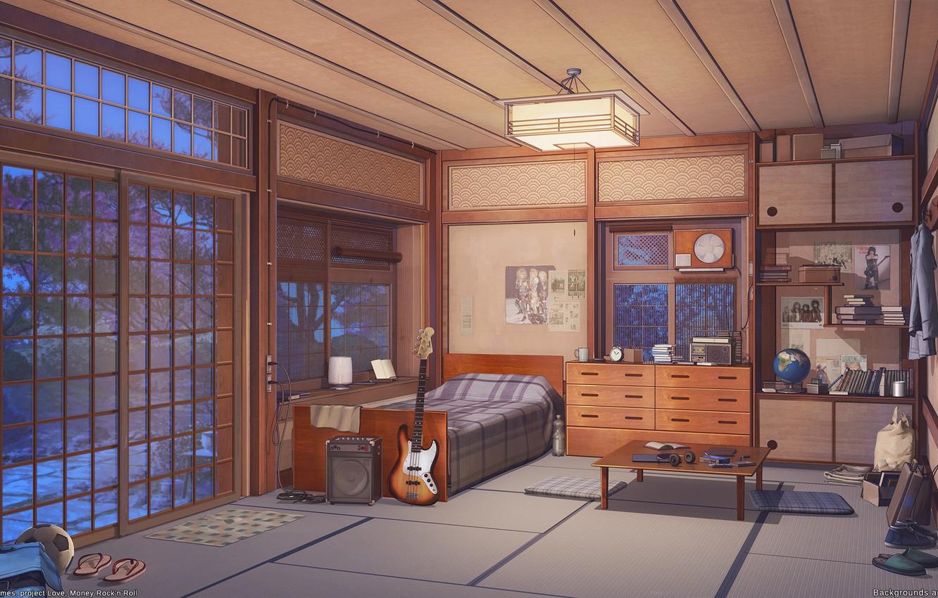 1332x850 Wallpaper bedroom, the room, air conditioning, Love Money Rock'n'Roll, Old house night set image for desktop, section игры
