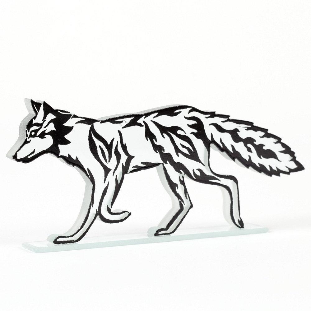 1000x1000 Fire Fox Glass Sculpture Custom Colour Screen Printed Enamel