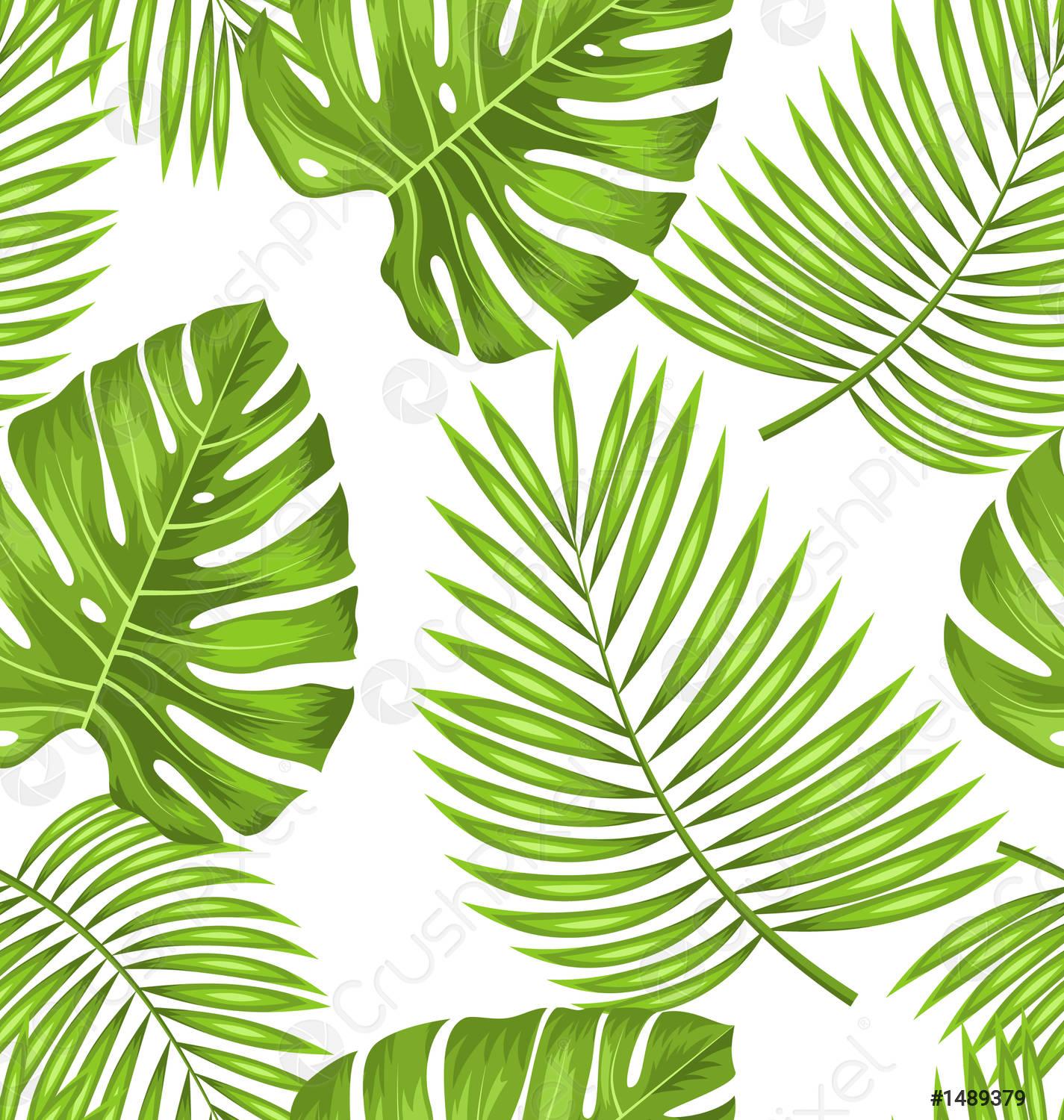 1425x1500 Seamless Wallpaper with Green Tropical Leaves for Fabric Swatch