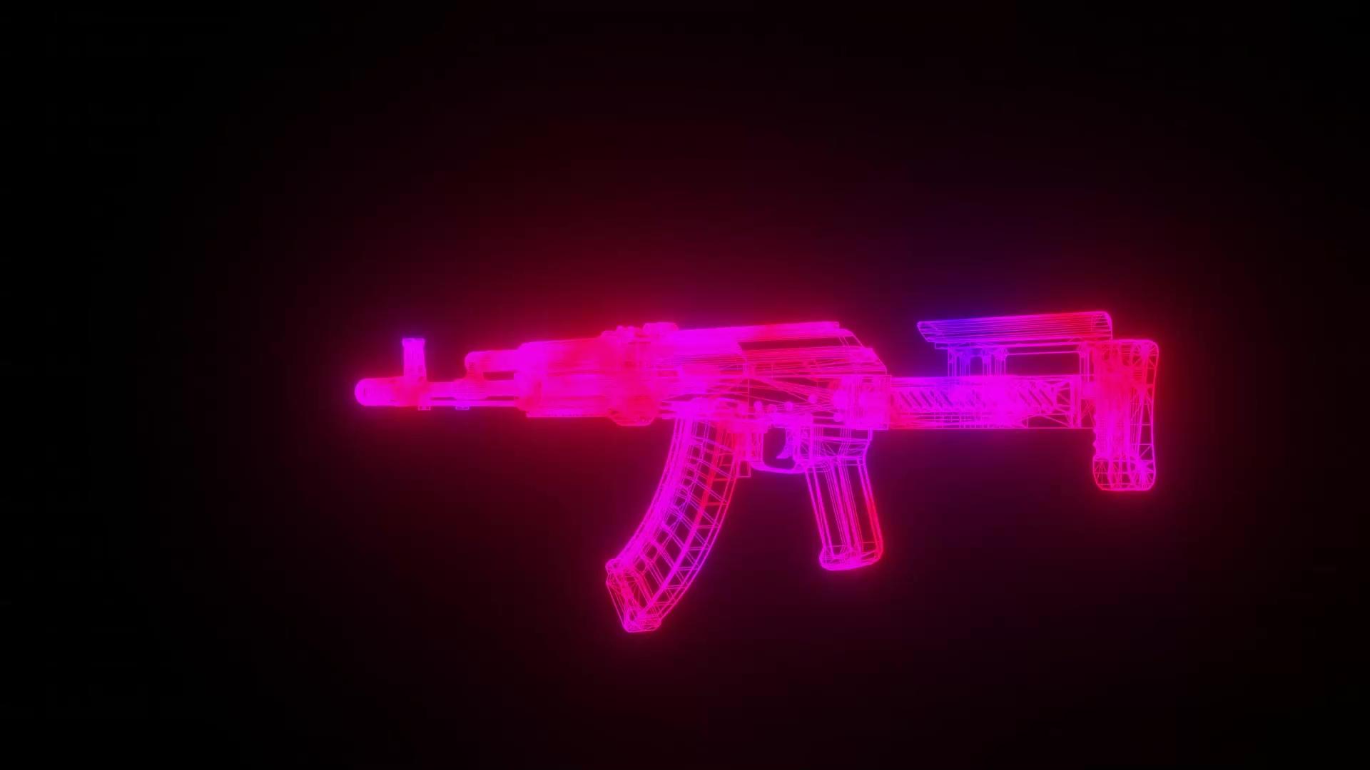 1920x1080 Glowing Neon AK 47 Live Wallpaper
