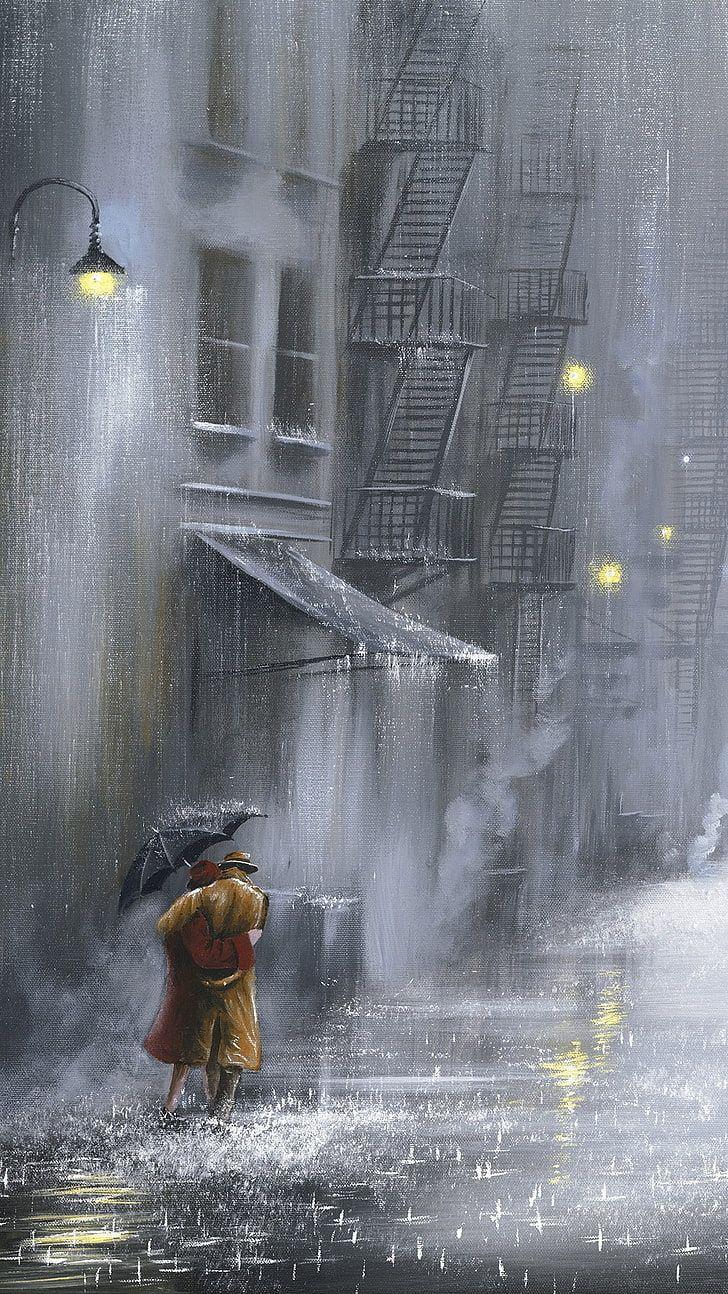 728x1294 Anime Couple Rain Wallpaper
