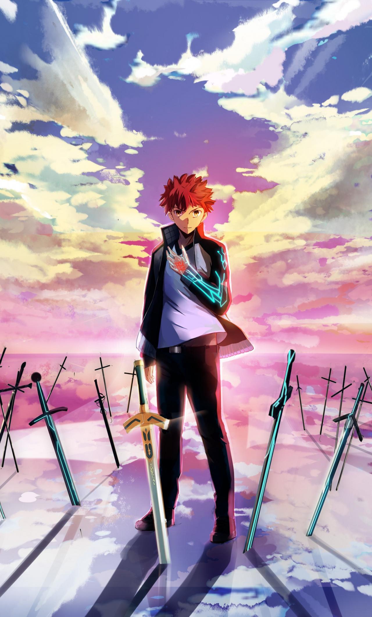 1280x2120 Download Fate Stay Night, Anime Boy, Swords, Sunset, Artwork Wallpaper, 1280x IPhone 6 Plus