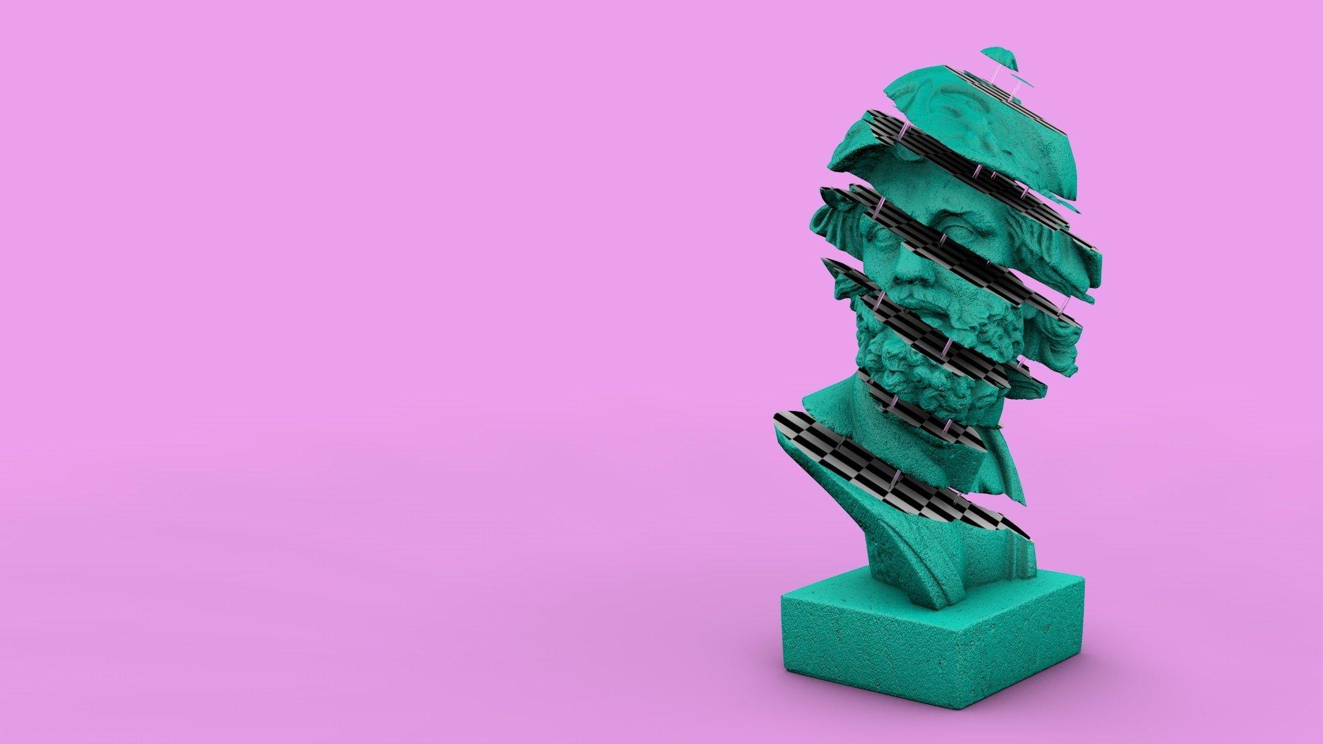 1920x1080 Glitched Vaporwave Bust Aesthetic HD Wallpaperx1080