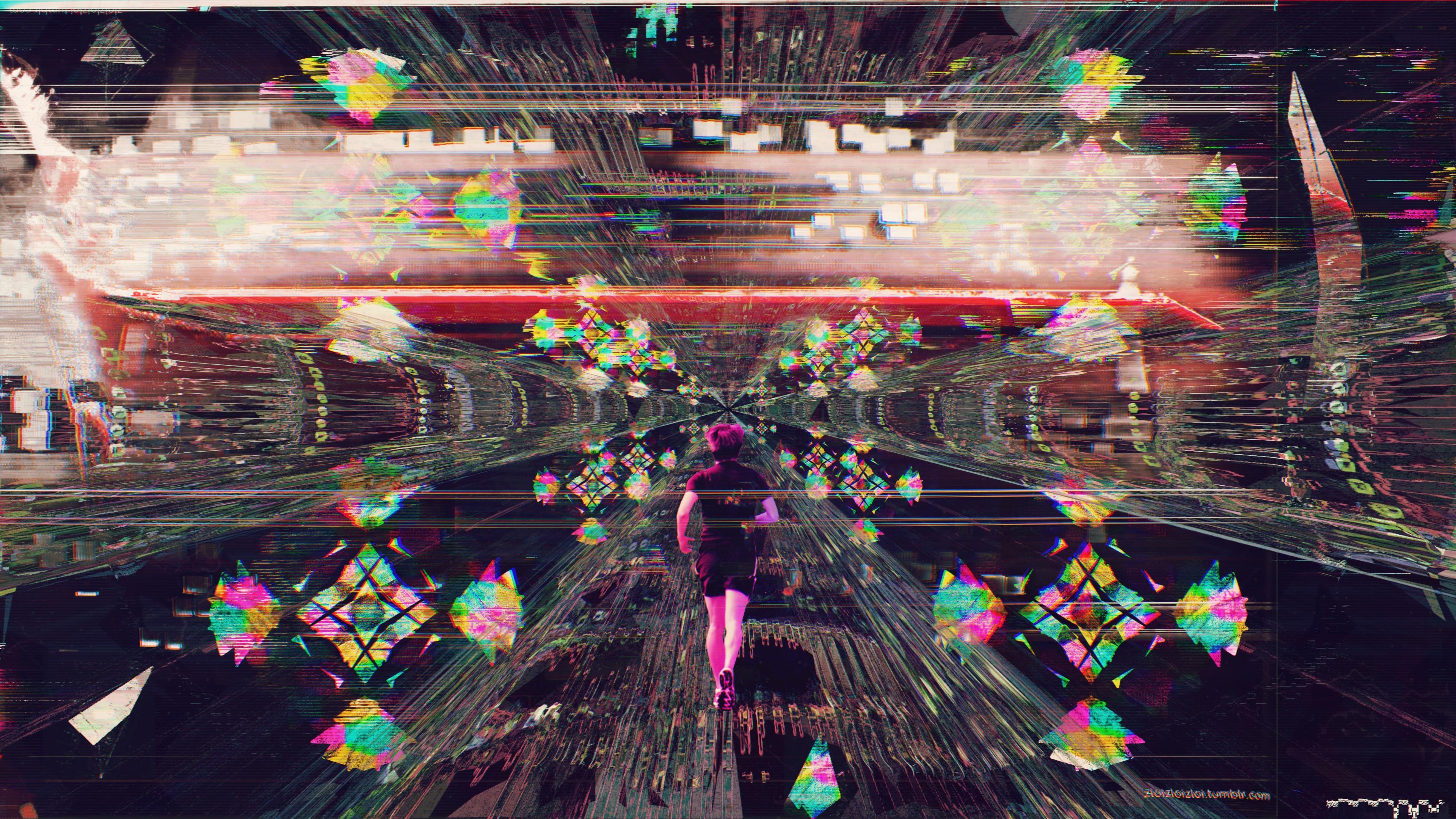 3840x2160 glitch HD wallpaper, background