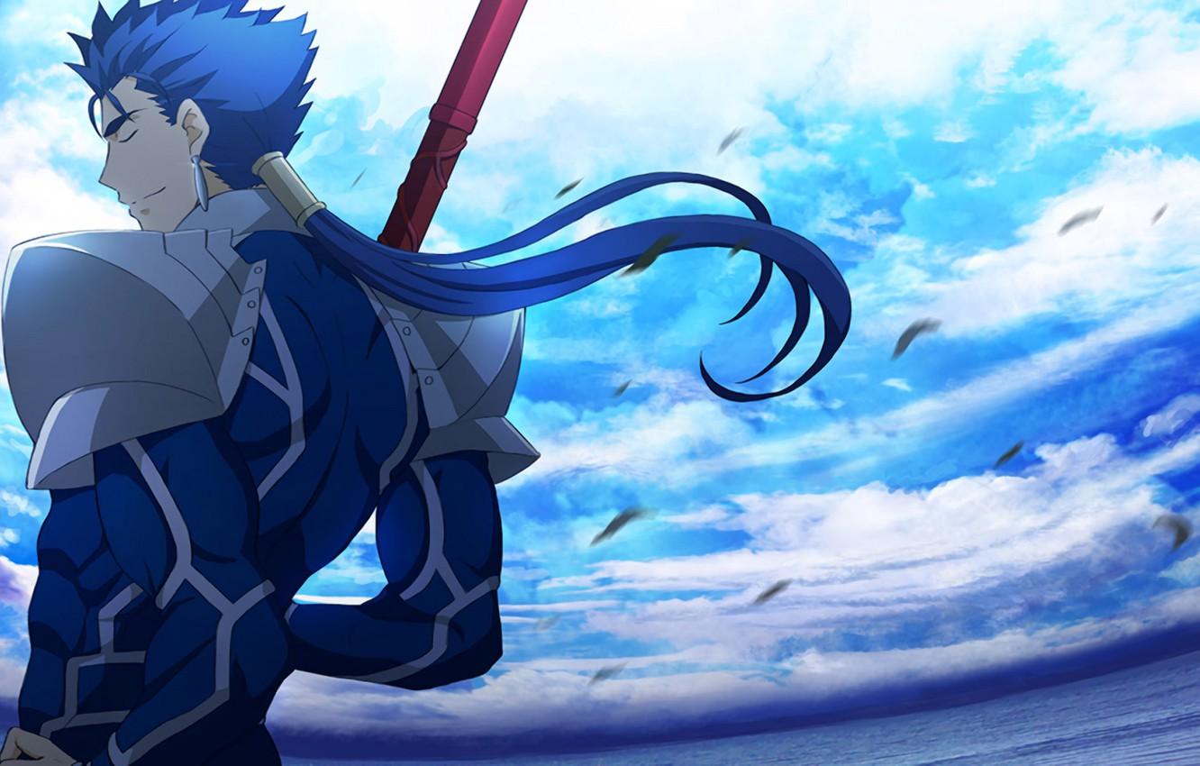 1332x850 Wallpaper the sky, anime, art, guy, spear, Lancer, Fate stay night, Fate / Stay Night image for desktop, section сёнэн