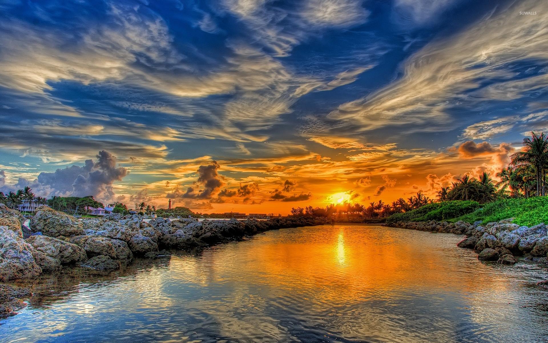 1920x1200 Breathtaking golden sunset merging with the lake wallpaper wallpaper