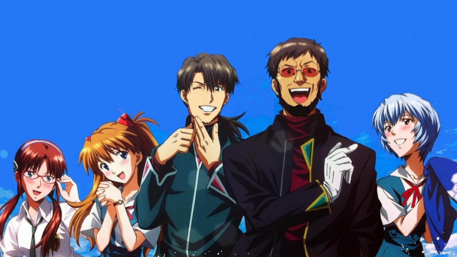 1600x900 illustration, anime, Neon Genesis Evangelion, Asuka Langley Soryu, Ayanami Rei, cartoon, Makinami Mari, Gendo Ikari, Ryoji Kaji, mangaka High quality walls