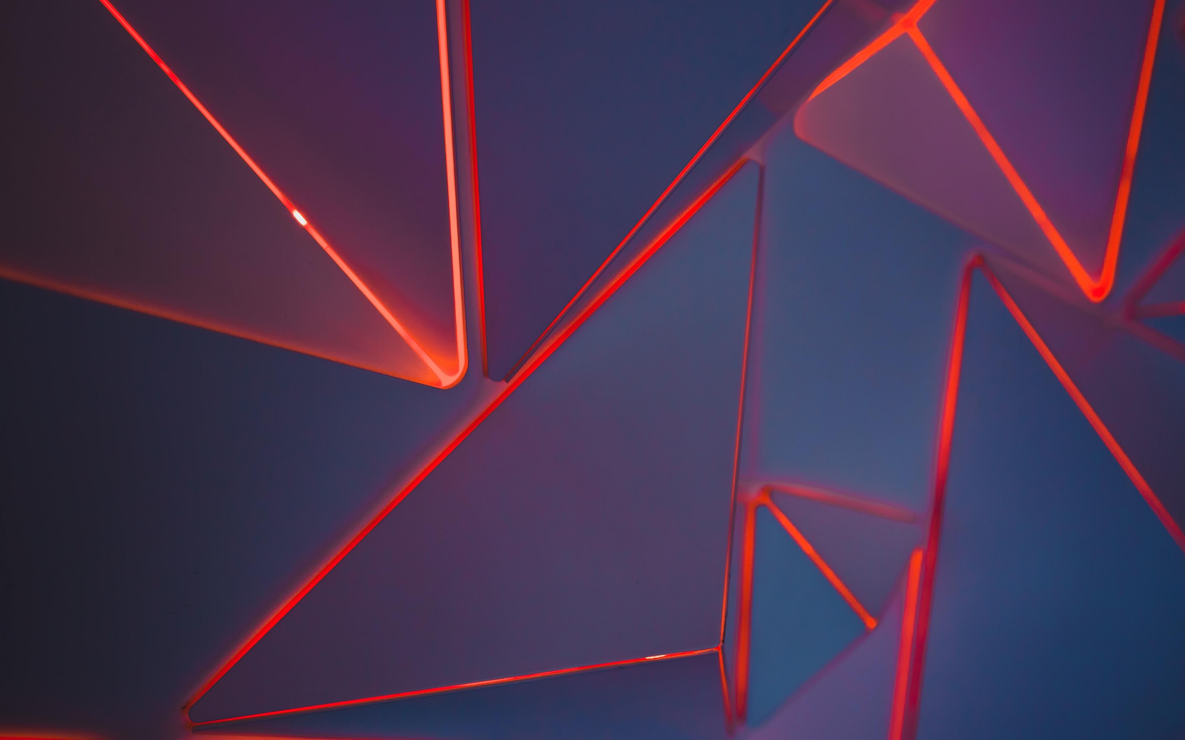 3840x2400 Download 3840x2400 wallpaper red, neon, triangles, geometric, pattern, 4k, ultra HD 16: widescreen, 3840x2400 HD image, background, 9926