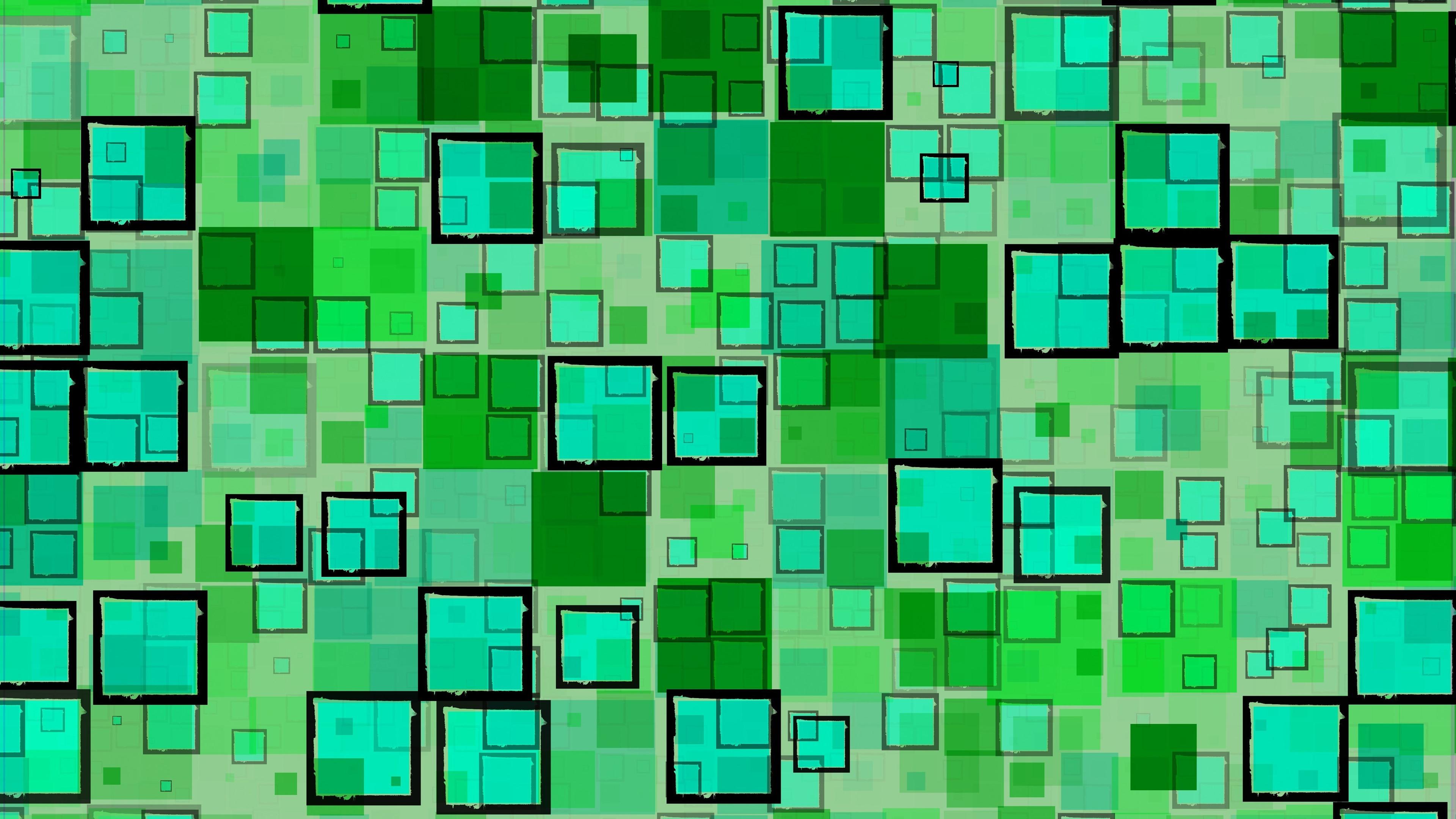 3840x2160 Wallpaper Green squares, geometric, texture background 3840x2160 UHD 4K Picture, Image