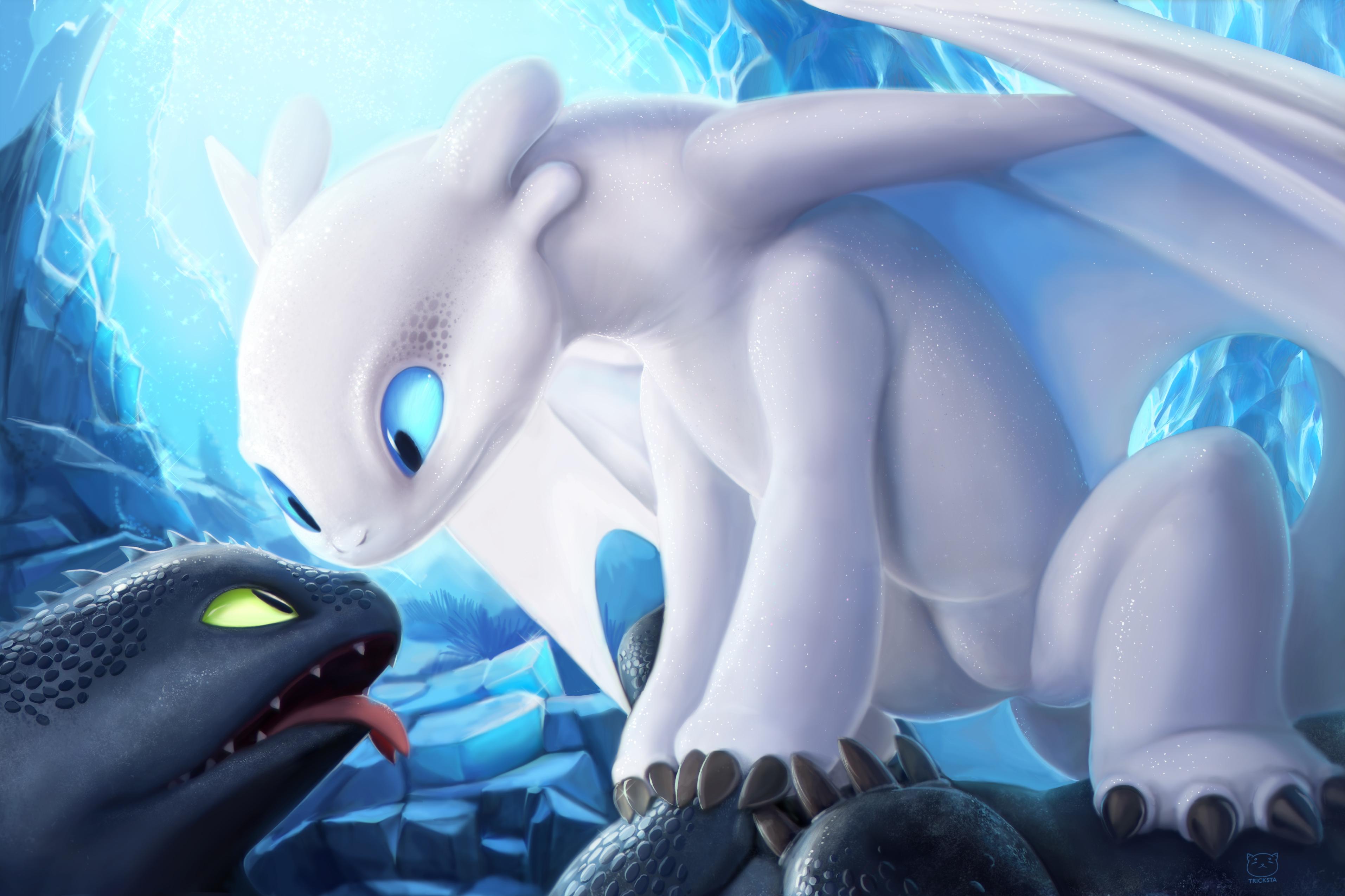 3825x2550 Toothless and Light Fury HD Wallpaper