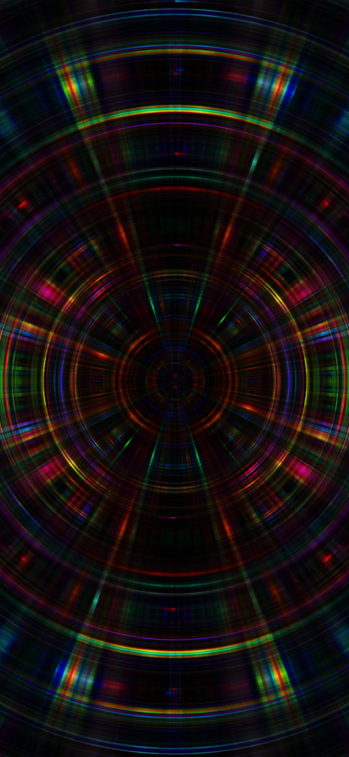 1125x2436 Psychic Color Circle Abstract Dark Rainbow Pattern Red Wallpaper