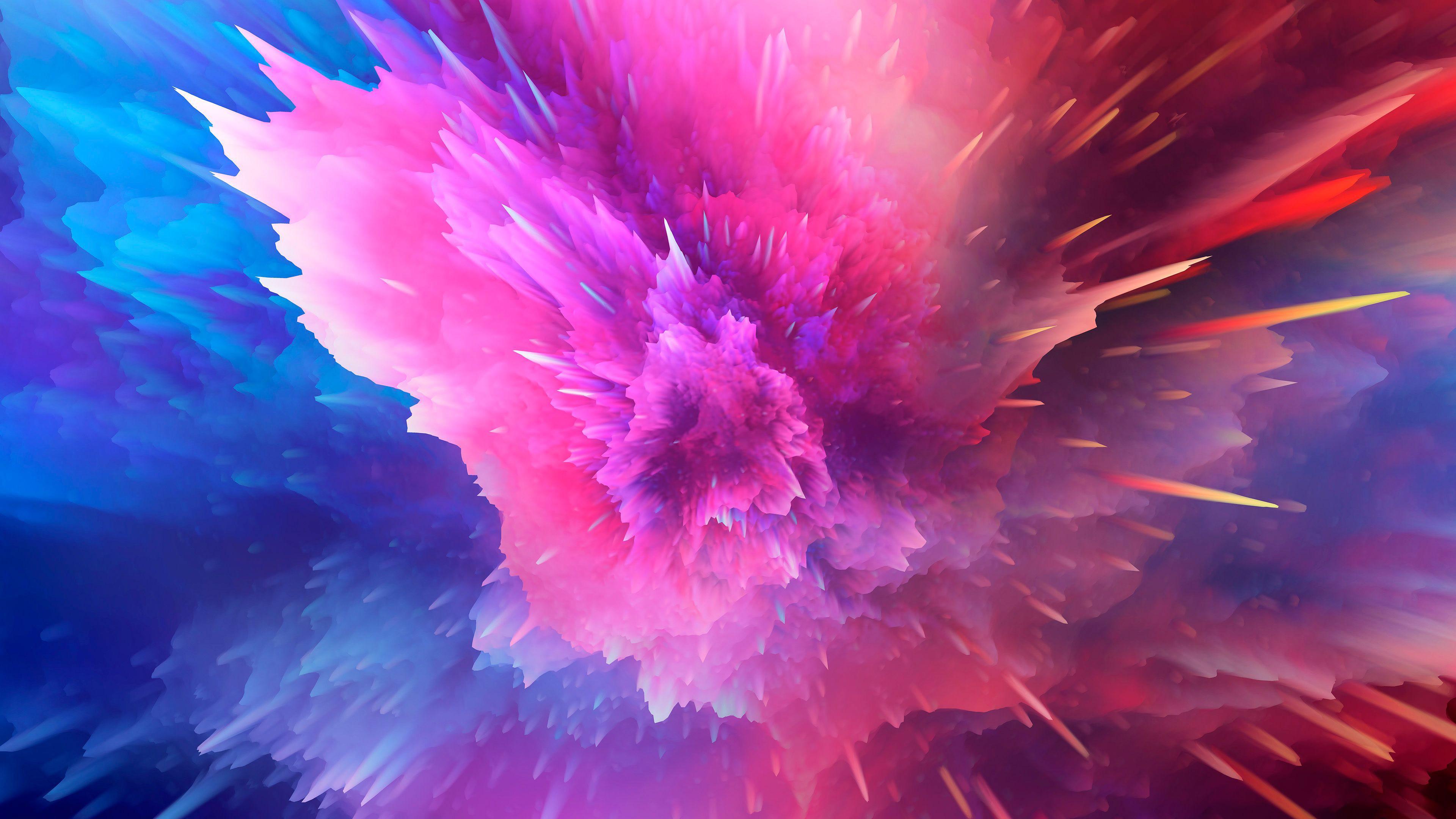 3840x2160 Blue And Pink Color Splash 4K HD Abstract Wallpaper