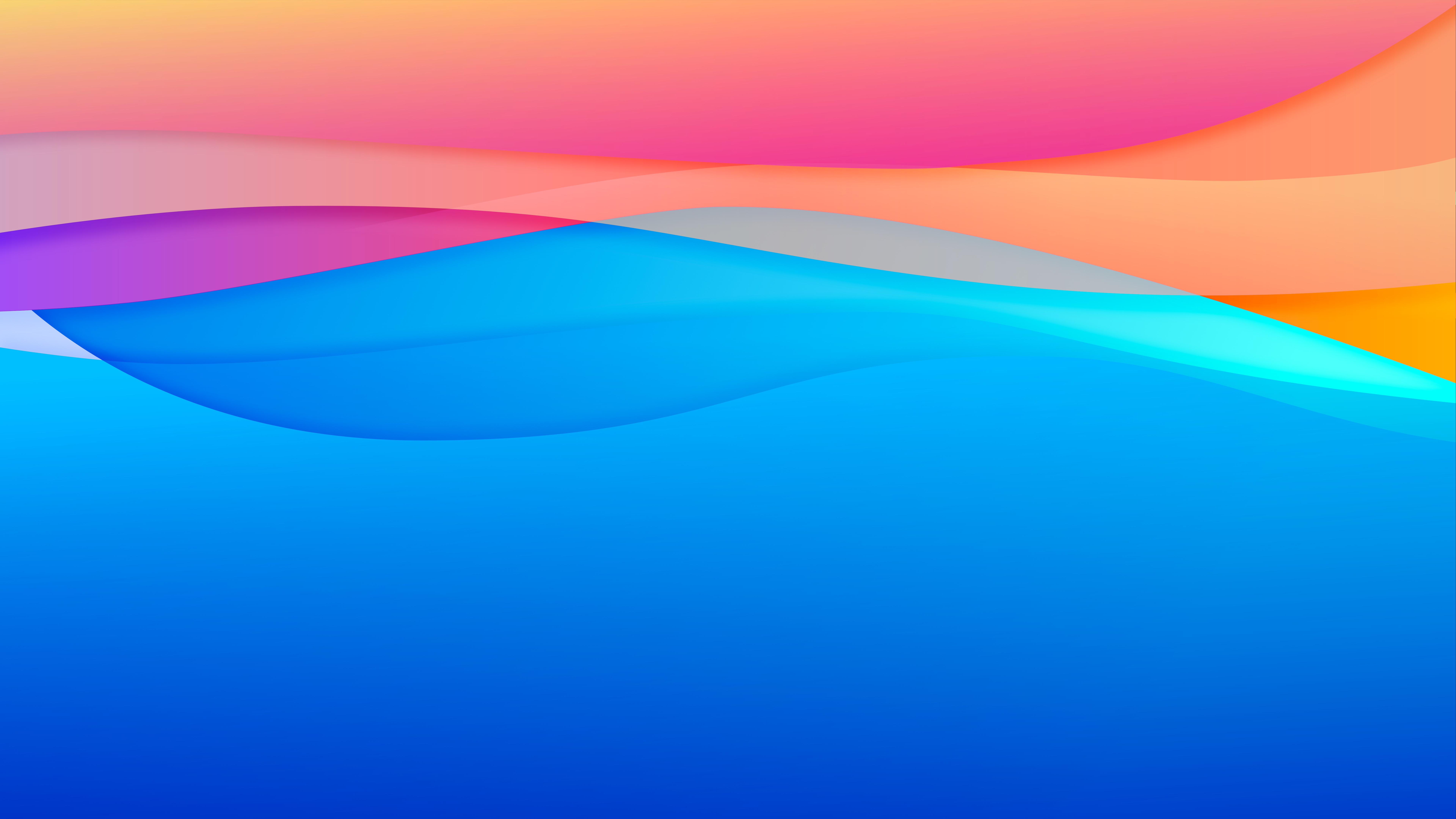 7680x4320 Blue Pink Yellow Waves 4K 8K HD Abstract Wallpaper