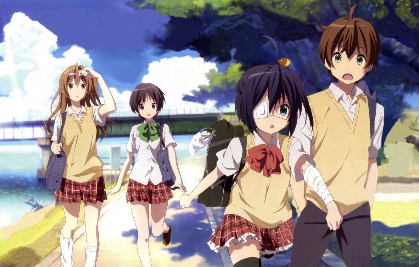 1332x850 Wallpaper Chuunibyou Demo Koi ga Shitai!, To Rik Takanashi, Eccentricity of love is not a hindrance, The eighth grader syndrome, Nibutani Shinka, Tsuyuri Cumin, Togashi Yuuta image for desktop, section прочее