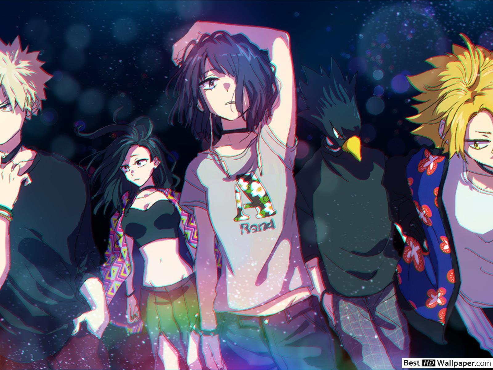 1600x1200 My Hero Academia Bakugo, Momo Yaoyorozu, Kyoka Jiro, Fumikage Tokoyami & Denki Kaminari HD wallpaper download